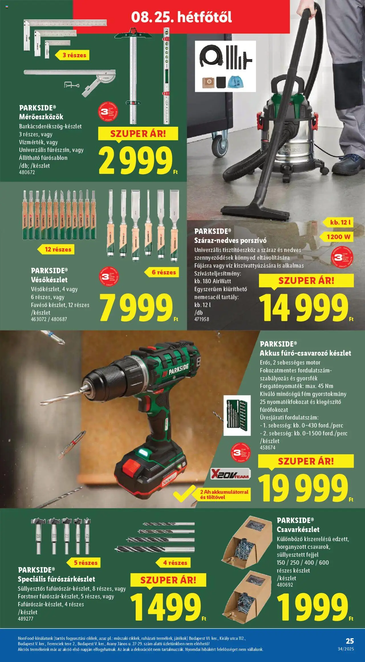 Lidl akciós ujság - amely érvényes a következő dátumtól: 21.08.2025 | Oldal: 25 | Termékek: Parkside, Porszívó, Játékok