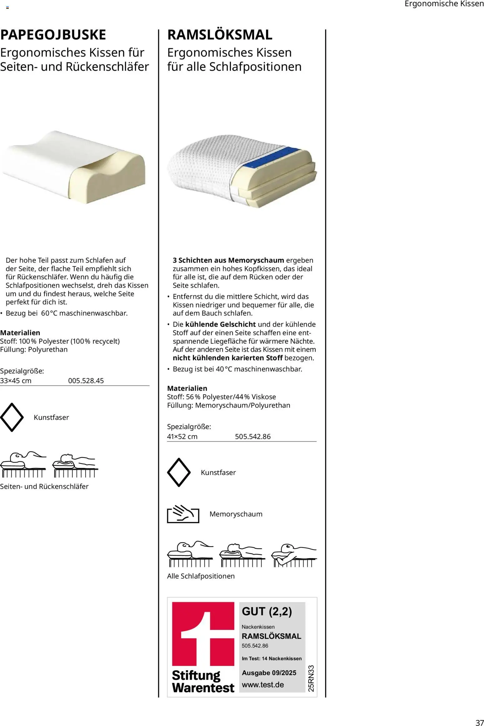 Ikea Prospekt  Schlafkomfort	 – gültig ab 30.09.2025 | Seite: 37 | Produkte: Kissen