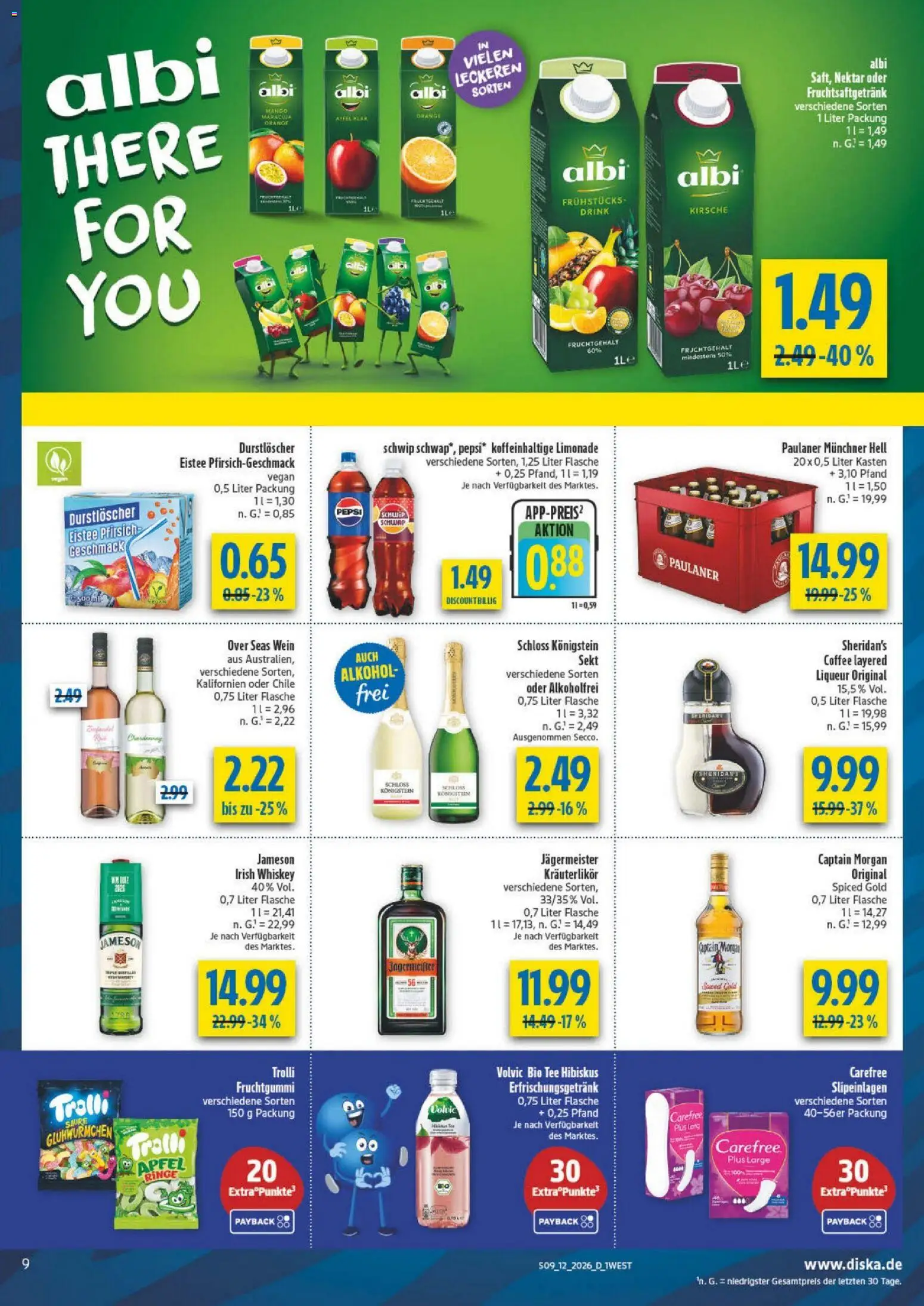 Diska - Diska Angebote Bayern KW12 – gültig ab 16.03.2026 | Seite: 9 | Produkte: Jameson, Jägermeister, Pepsi, Paulaner