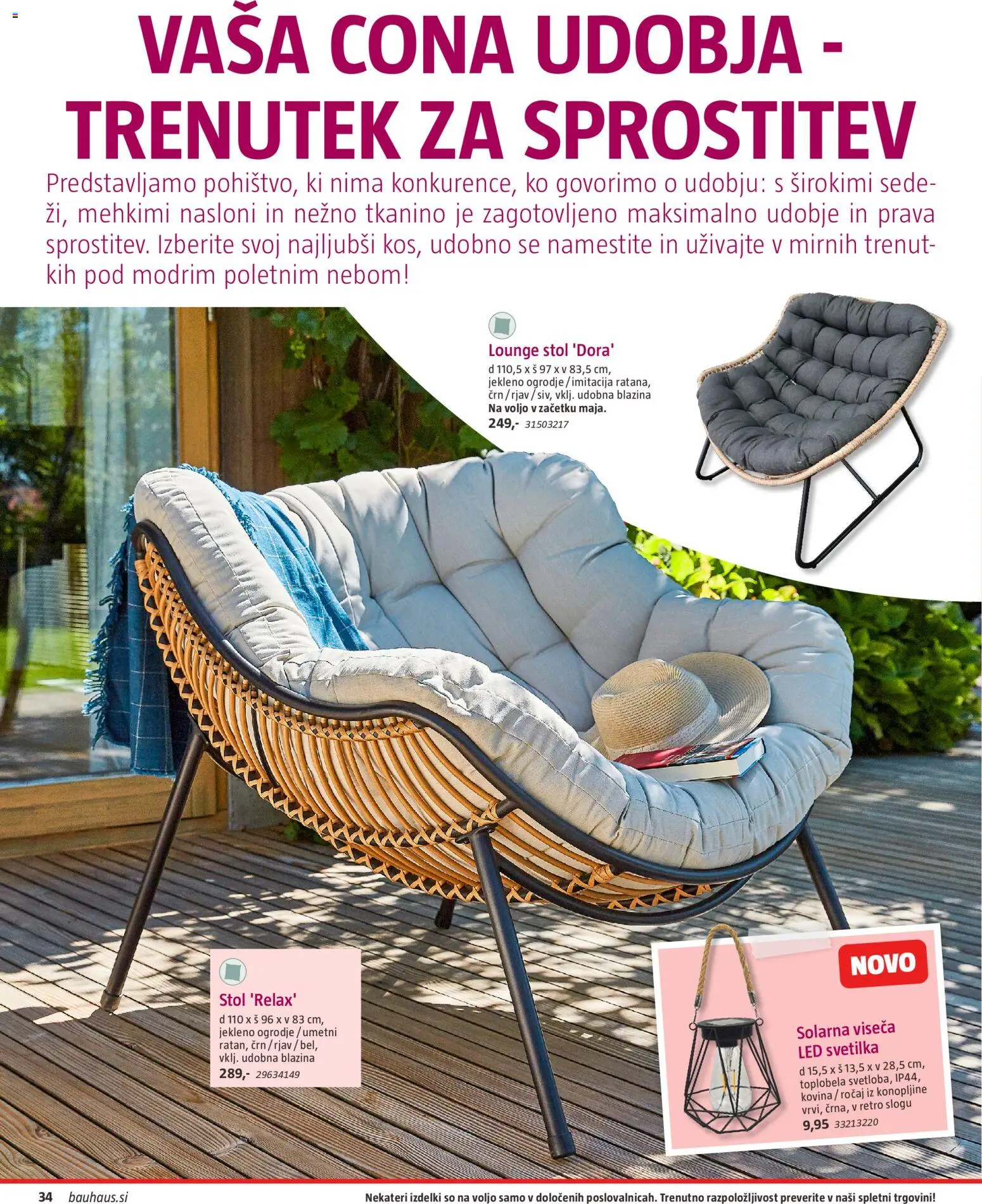 Novi Bauhaus katalog ponudbe – veljaven od 22.04.2026 | Stran: 34 | Izdelki: Led svetilka, Blazina, Stol, Svetilka