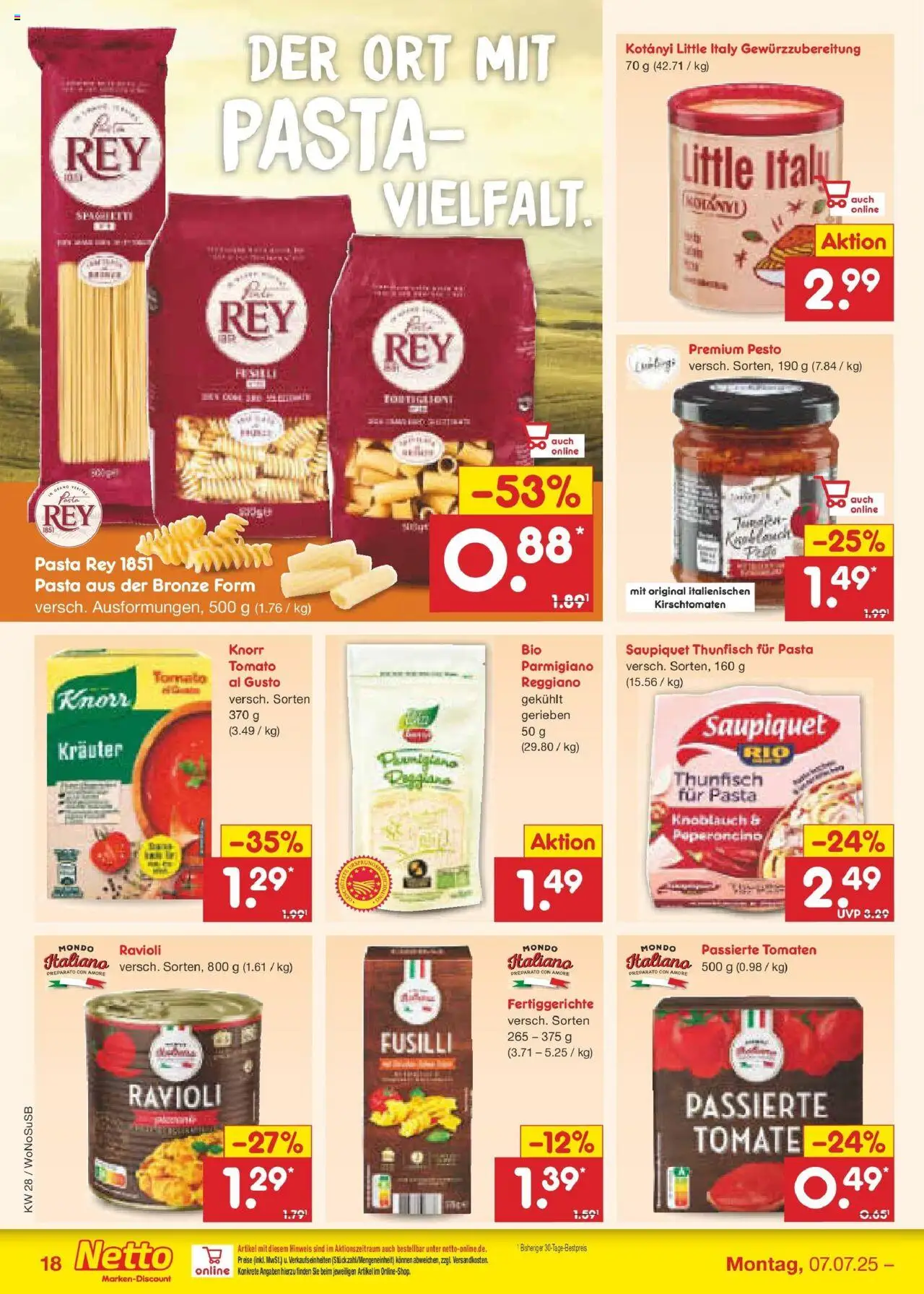 Netto Marken-Discount prospekt Lahnau	 - gültig ab dem 07.07.2025 | Seite: 24 | Produkte: Tomaten, Knorr, Knoblauch, Pasta