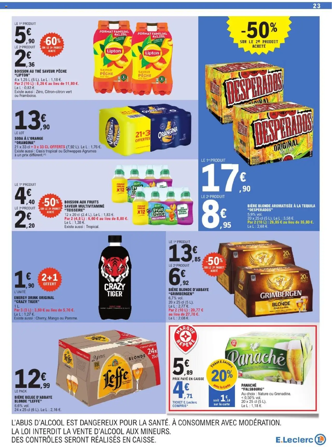  | Page: 23 | Produits: Orangina, Bière blonde, Oasis tropical, Bière