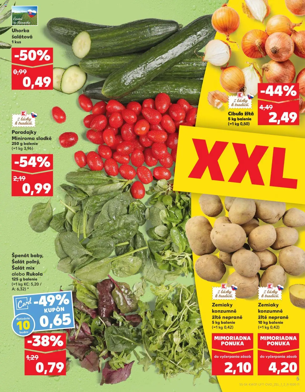 Nové Kaufland akcie – leták je platný od 11.09.2025 | Strana: 5 | Produkty: Paradajky, Šalát, Zemiaky, Cibuľa