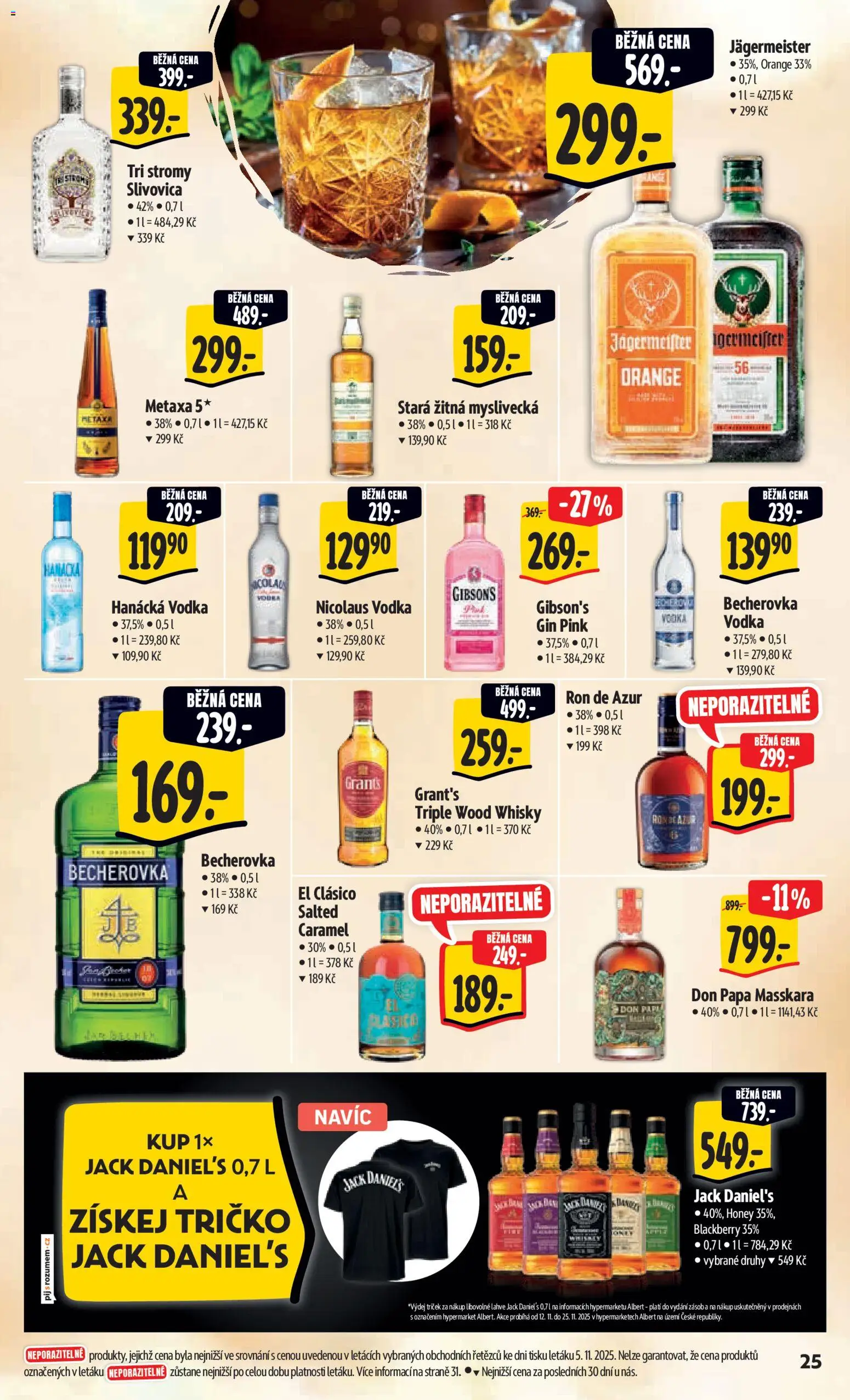 Albert Black Friday od 12.11.2025 | Strana: 34 | Produkty: Tričko, Hanácká vodka, Gin, Don papa