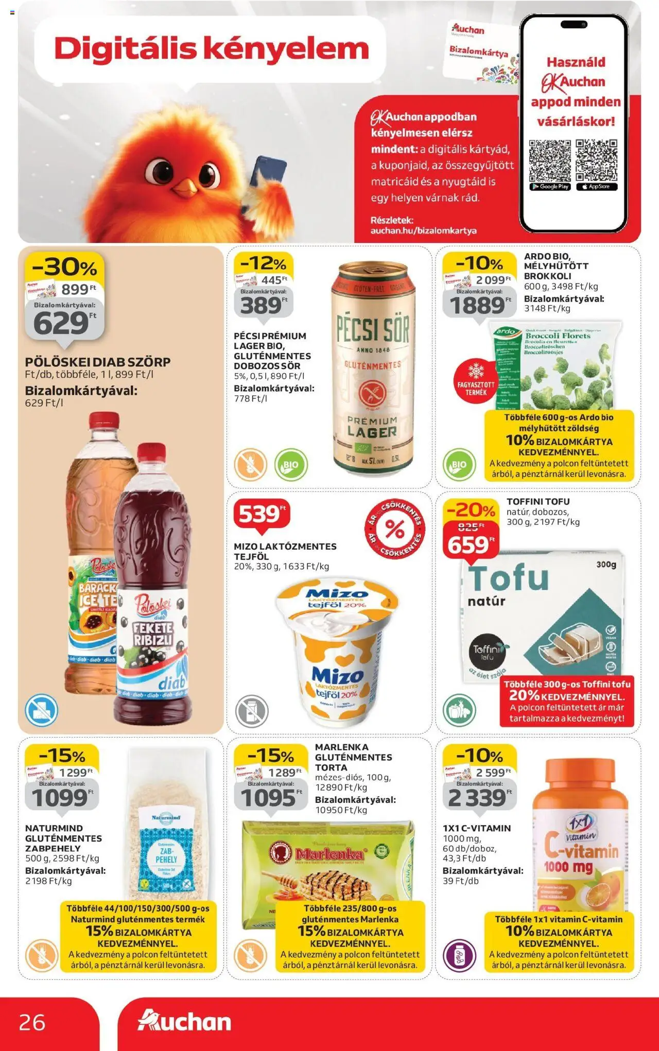 Auchan akciós ujság - amely érvényes a következő dátumtól: 04.09.2025 | Oldal: 26 | Termékek: Torta, Tofu, Sör, Tejföl