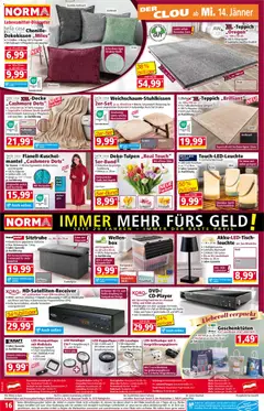 Norma Flugblatt ab 12.01.2026 gültig | Seite: 16 | Produkte: Video, USB, Teppich, Vase