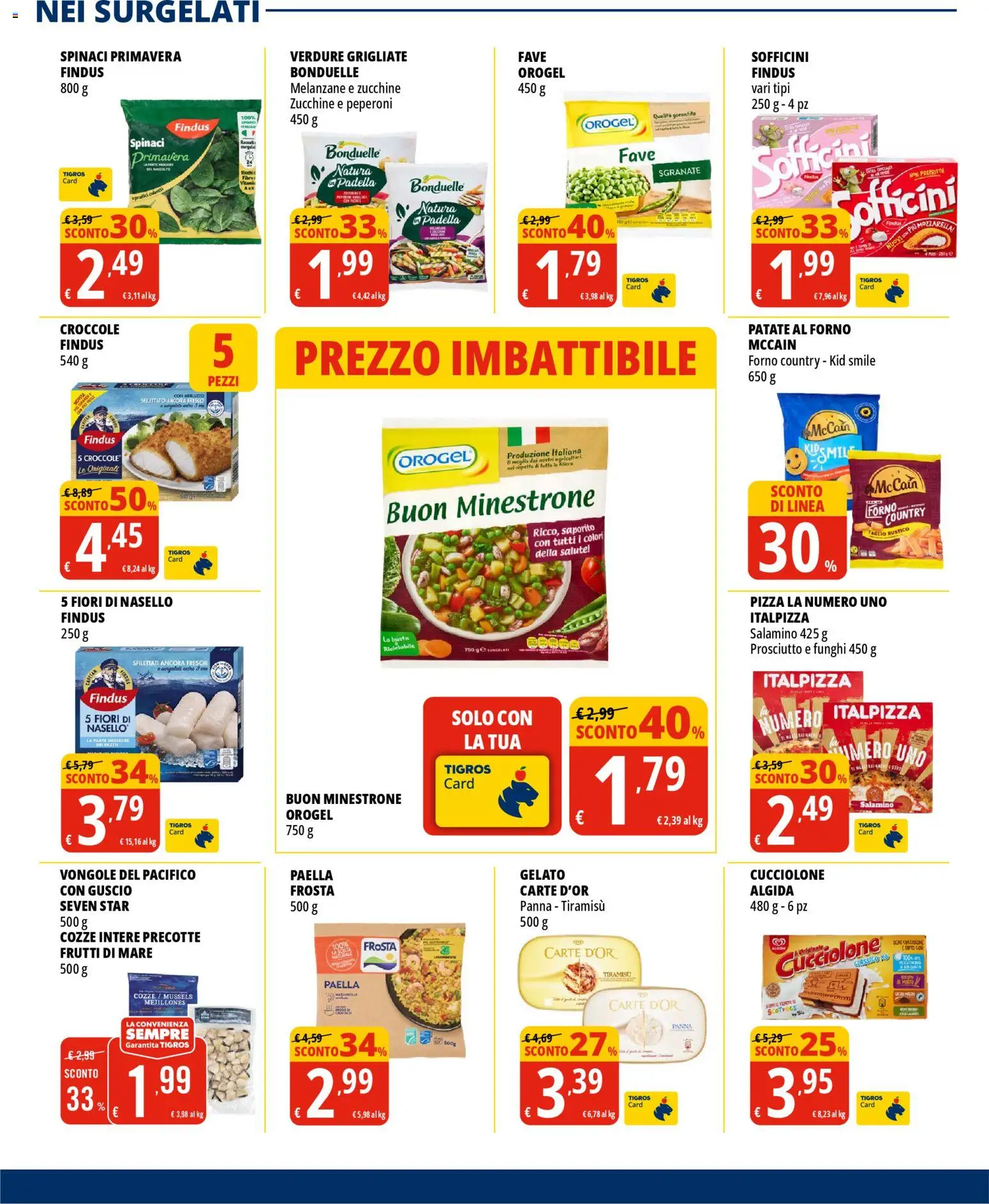 Volantino Tigros del 11.02.2026 | Pagina: 14 | Prodotti: Pizza, Frutti di mare, Melanzane, Paella