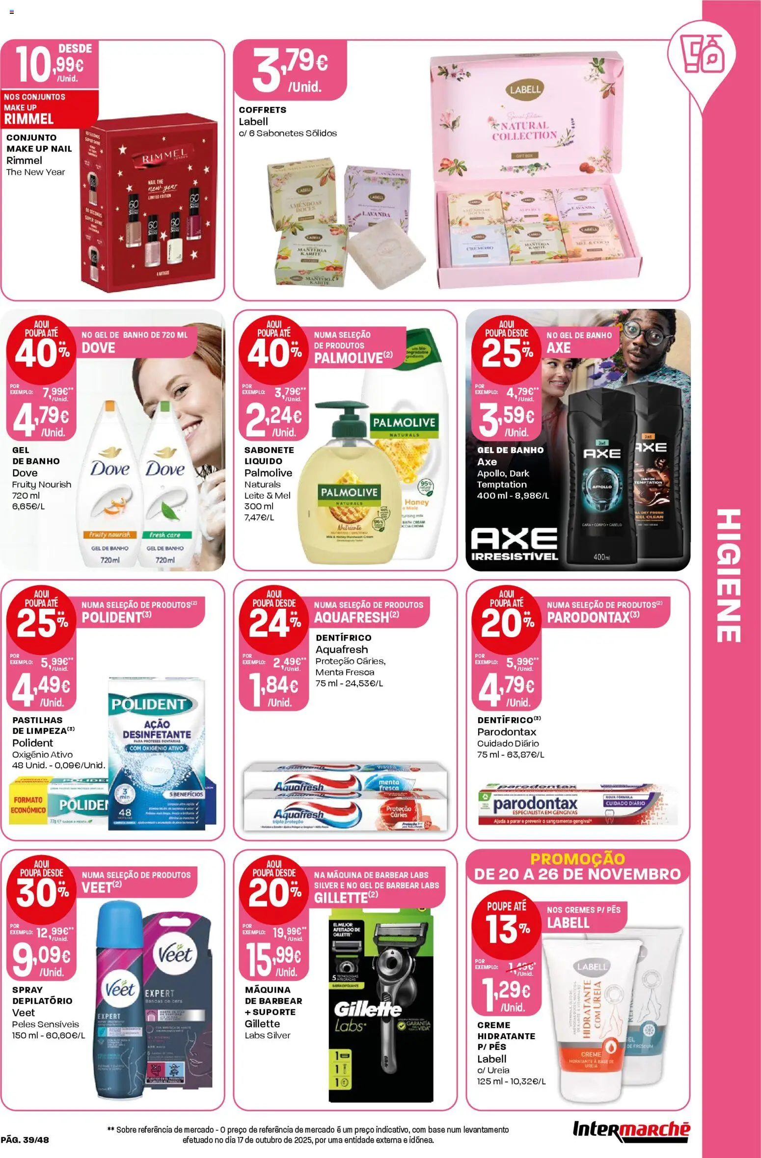 Intermarché folheto │ válido de 20.11.2025 | Página: 39 | Produtos: Gel de banho, Cera, Manteiga, Doces