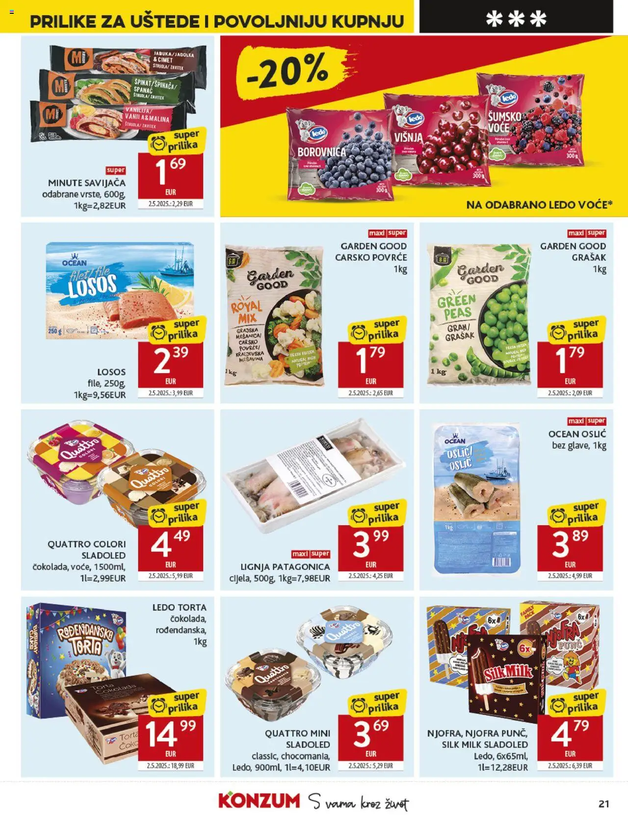 Konzum HR akciós ujság - amely érvényes a következő dátumtól: 17.09.2025 | Oldal: 21 | Termékek: Torta, Protein