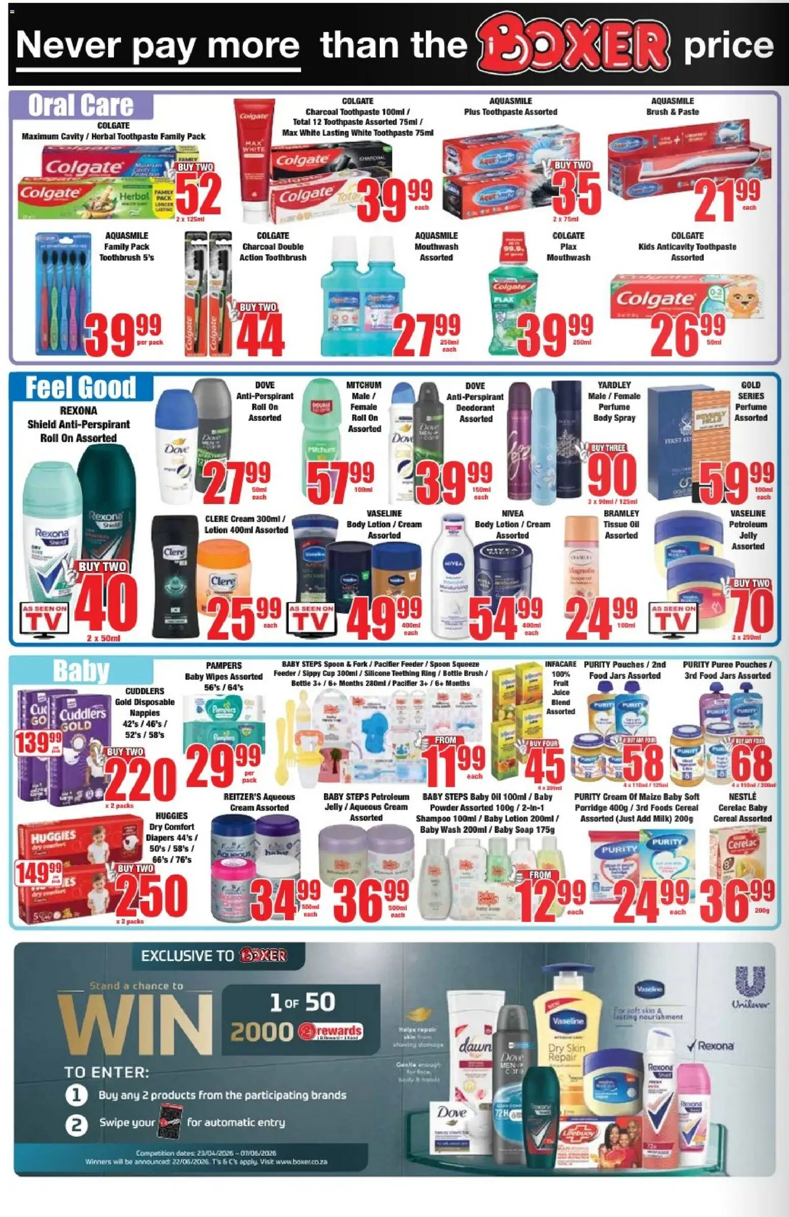 New Boxer catalogue – valid from 23.04.2026 | Page: 10 | Products: Milk, Oil, Brush, Toothpaste