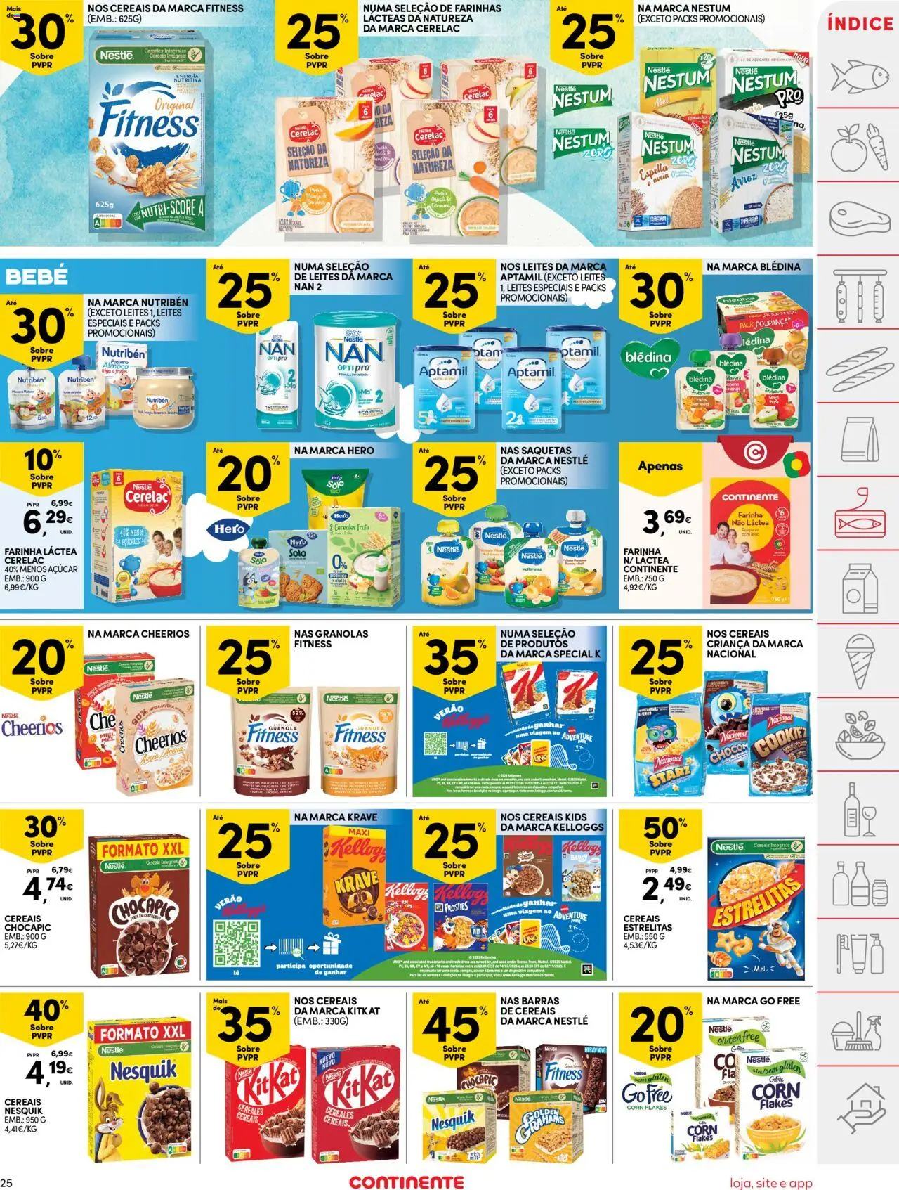 Continente folheto │ válido de 22.07.2025 | Página: 25 | Produtos: Aveia, Barras de cereais, Granola, Cereais