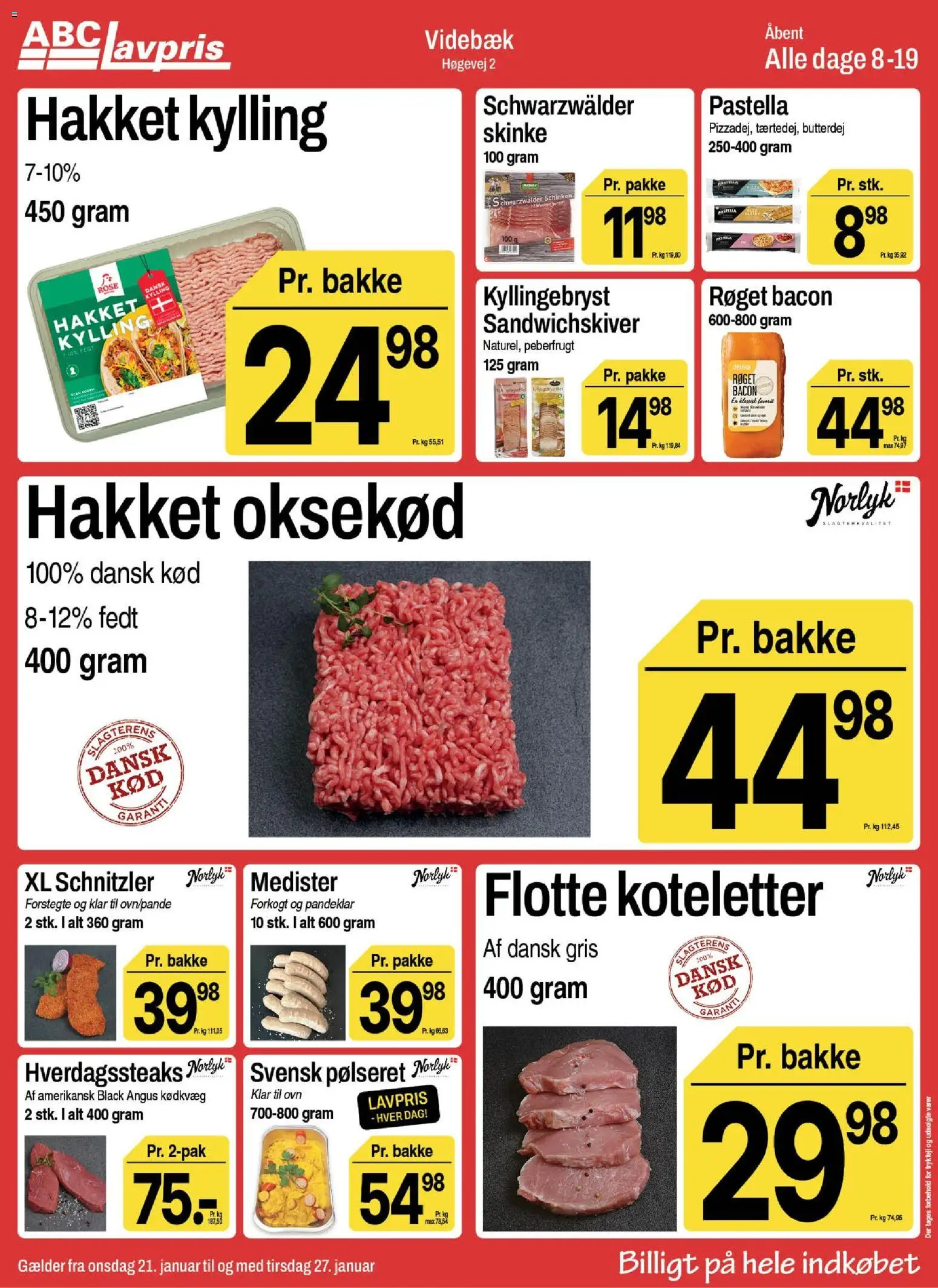 Abc Lavpris tilbudsavis – gyldig fra 21.01.2026 | Side: 5 | Produkter: Koteletter, Oksekød, Bacon, Ovn