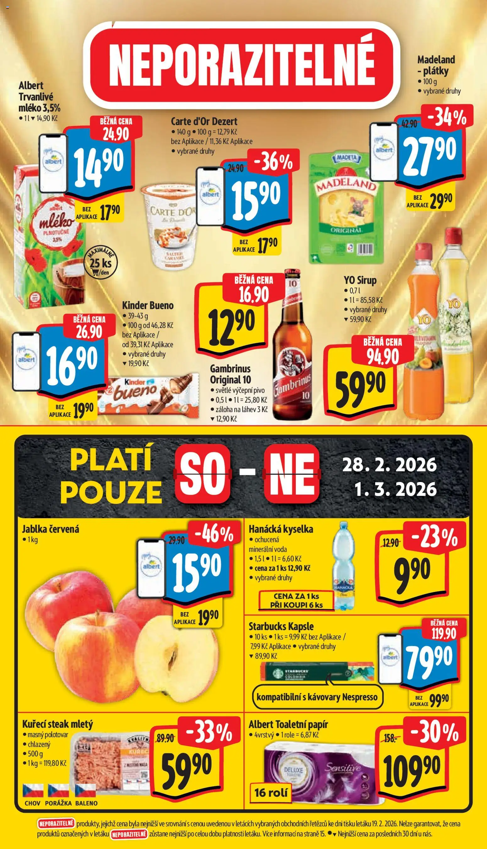 Albert leták - Supermarket od 25.02.2026 | Strana: 44 | Produkty: Voda, Yo sirup, Deluxe, Gambrinus