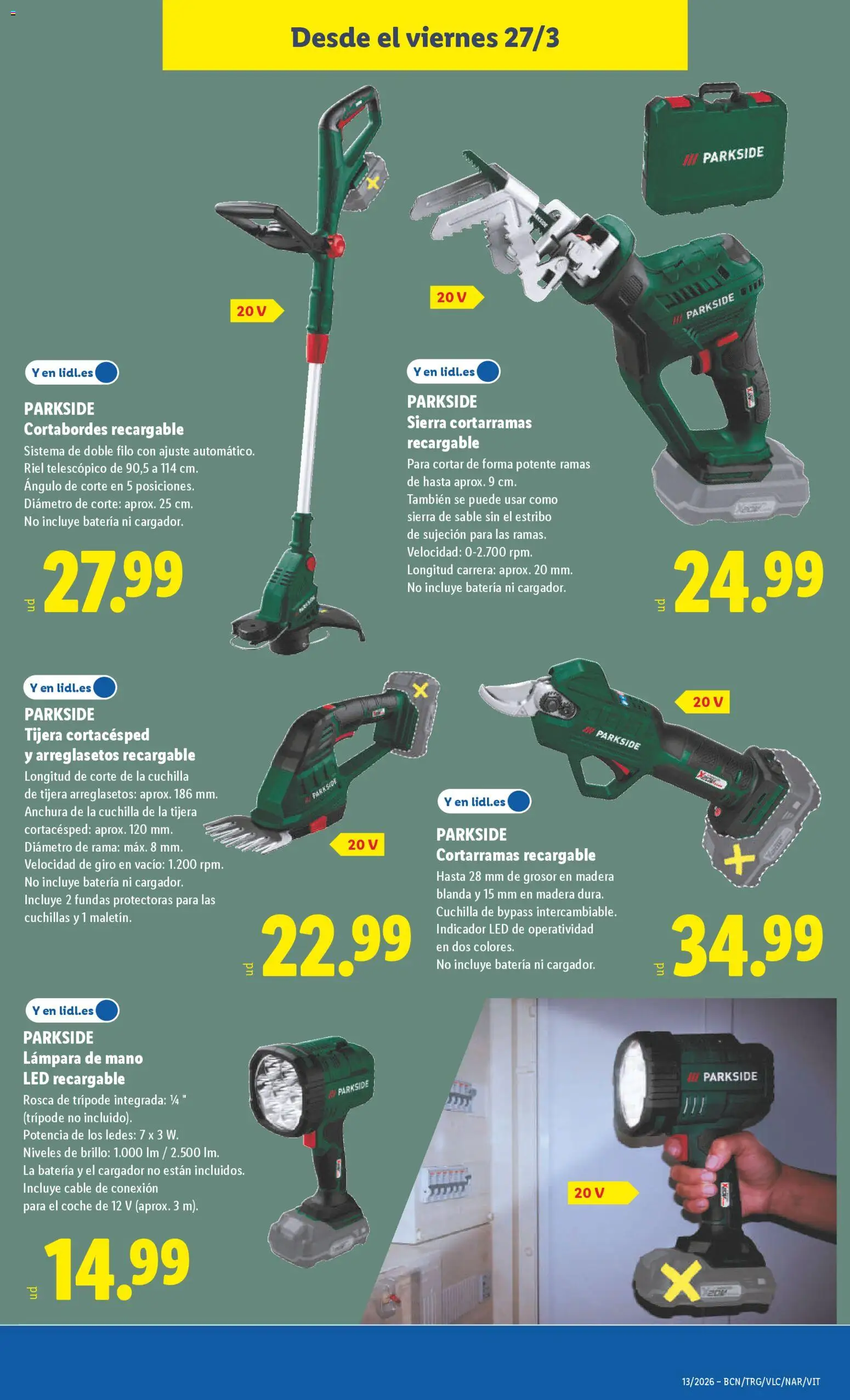 Lidl folleto de bazar │ válido desde el 23.03.2026 | Página: 19 | Productos: Cable, Απολυμαντικό, Batería, Lámpara