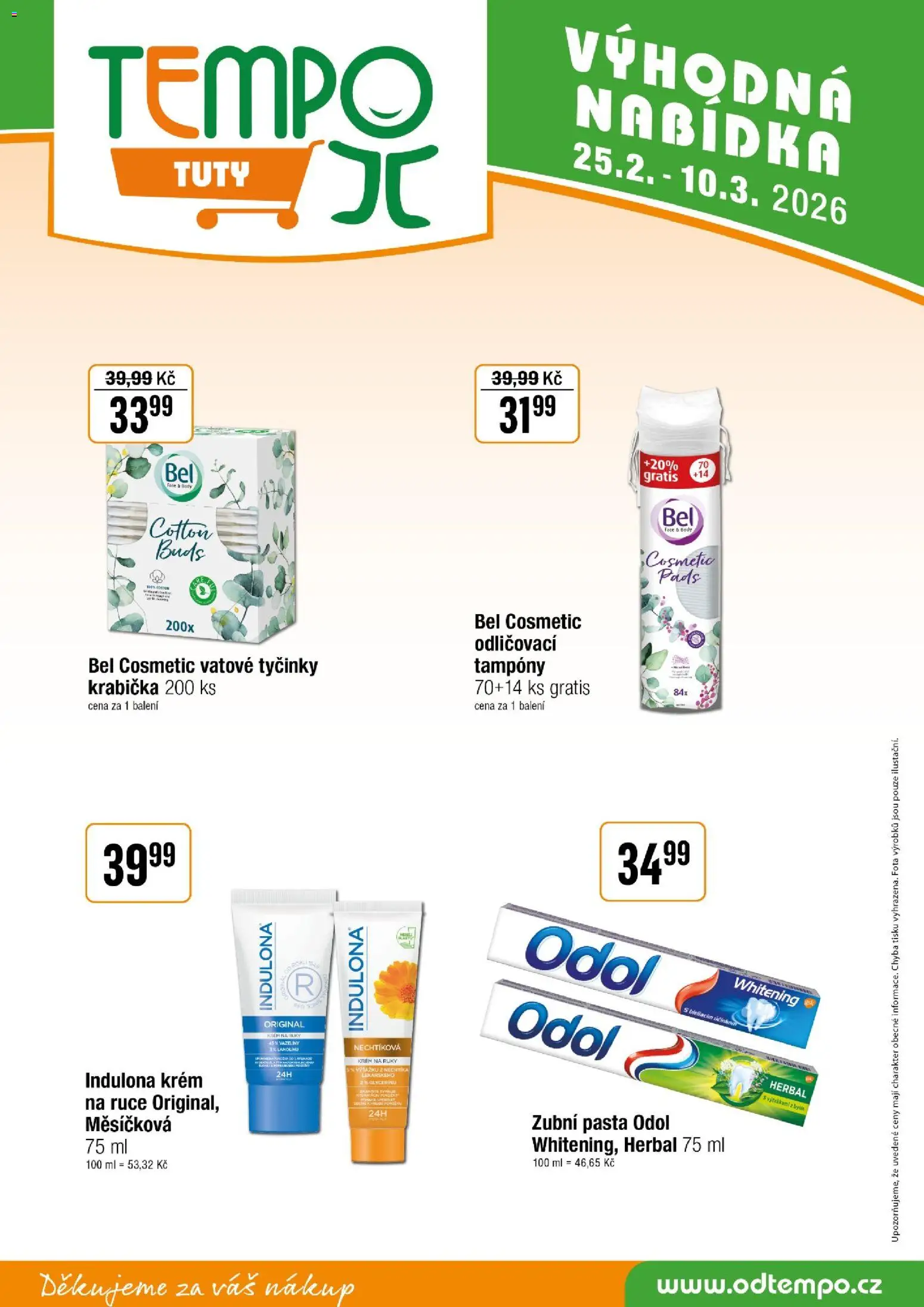 Tempo leták - Tuty od 25.02.2026 | Strana: 18 | Produkty: Zubní pasta, Krabička, Krém, Tampony