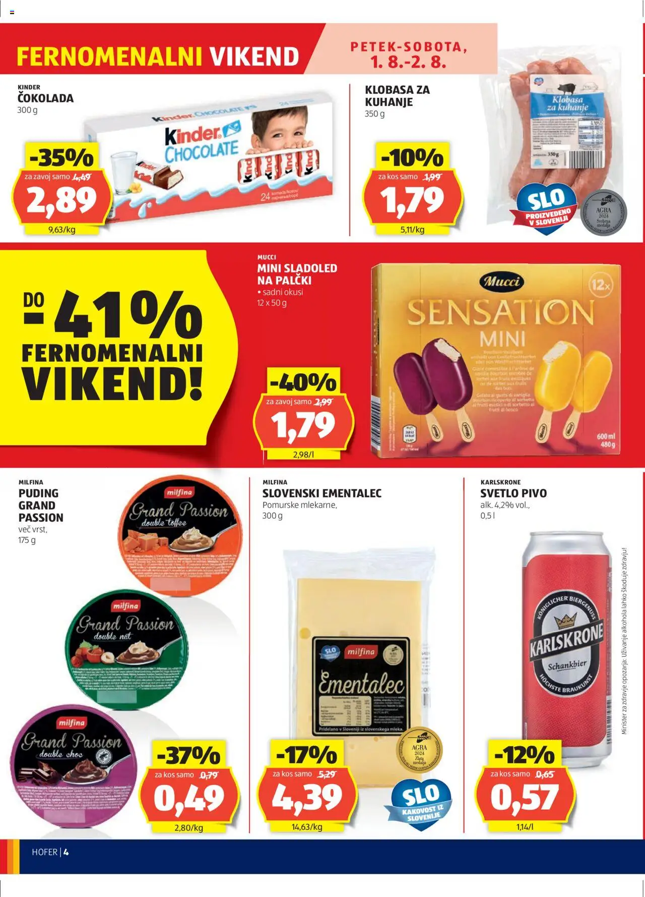 Hofer SI katalog | vrijedi od 31.07.2025 | Stranica: 4 | Proizvodi: Čokolada, Puding, Pivo, Sladoled