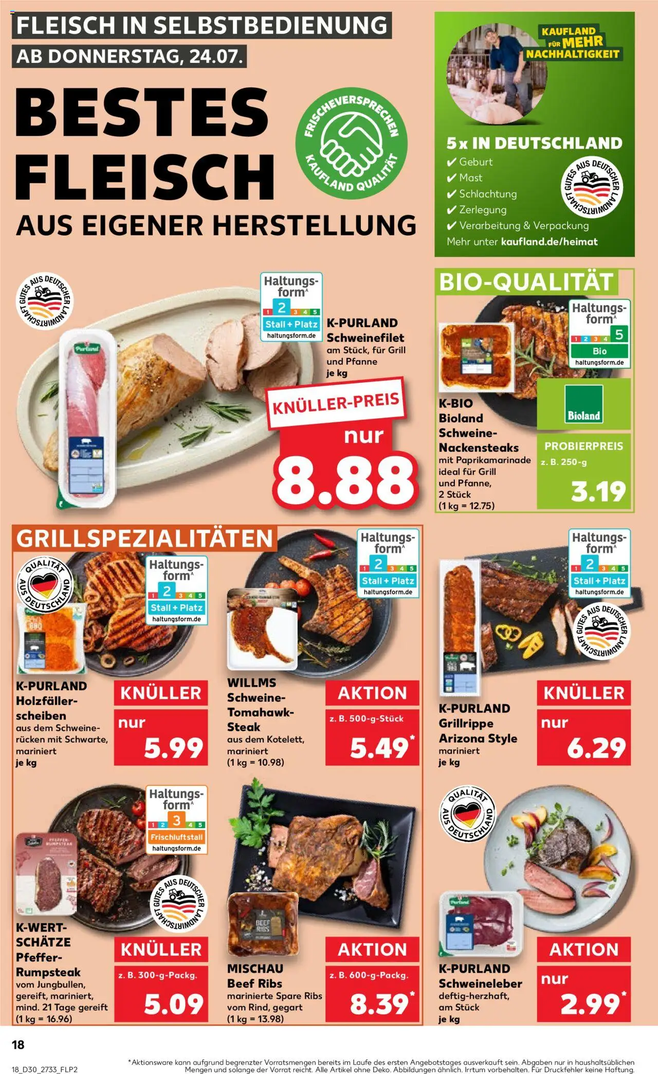 Kaufland Prospekt 	 - gültig ab dem 24.07.2025 | Seite: 18 | Produkte: Spare ribs, Schweinefilet, Pfeffer, Fleisch
