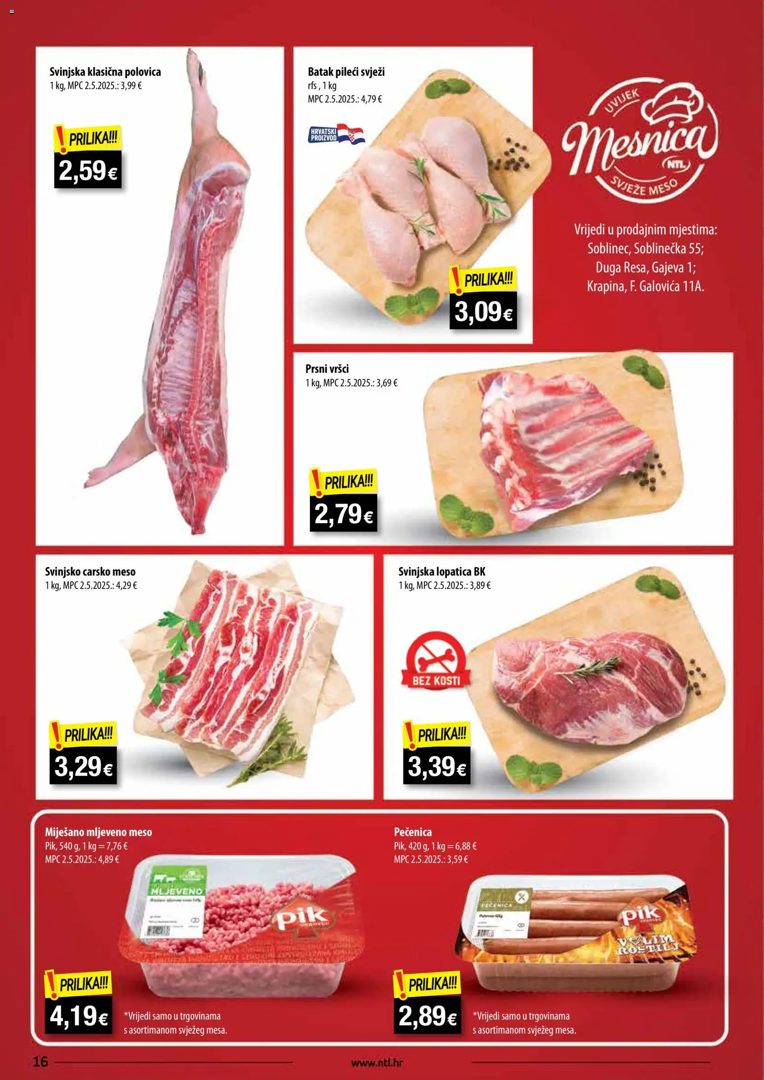 NTL katalog | vrijedi od 03.12.2025 | Stranica: 16 | Proizvodi: Carsko meso, Svinjska lopatica, Meso, Mljeveno meso