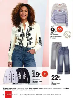 E.Leclerc - Prévisualisation de JEAN FEMME "TISSAIA", 93% Coton, 6% Polyester, 1% Elasthanne. Du 36 au 46. valide à partir de 10.02.2026 | Page: 4