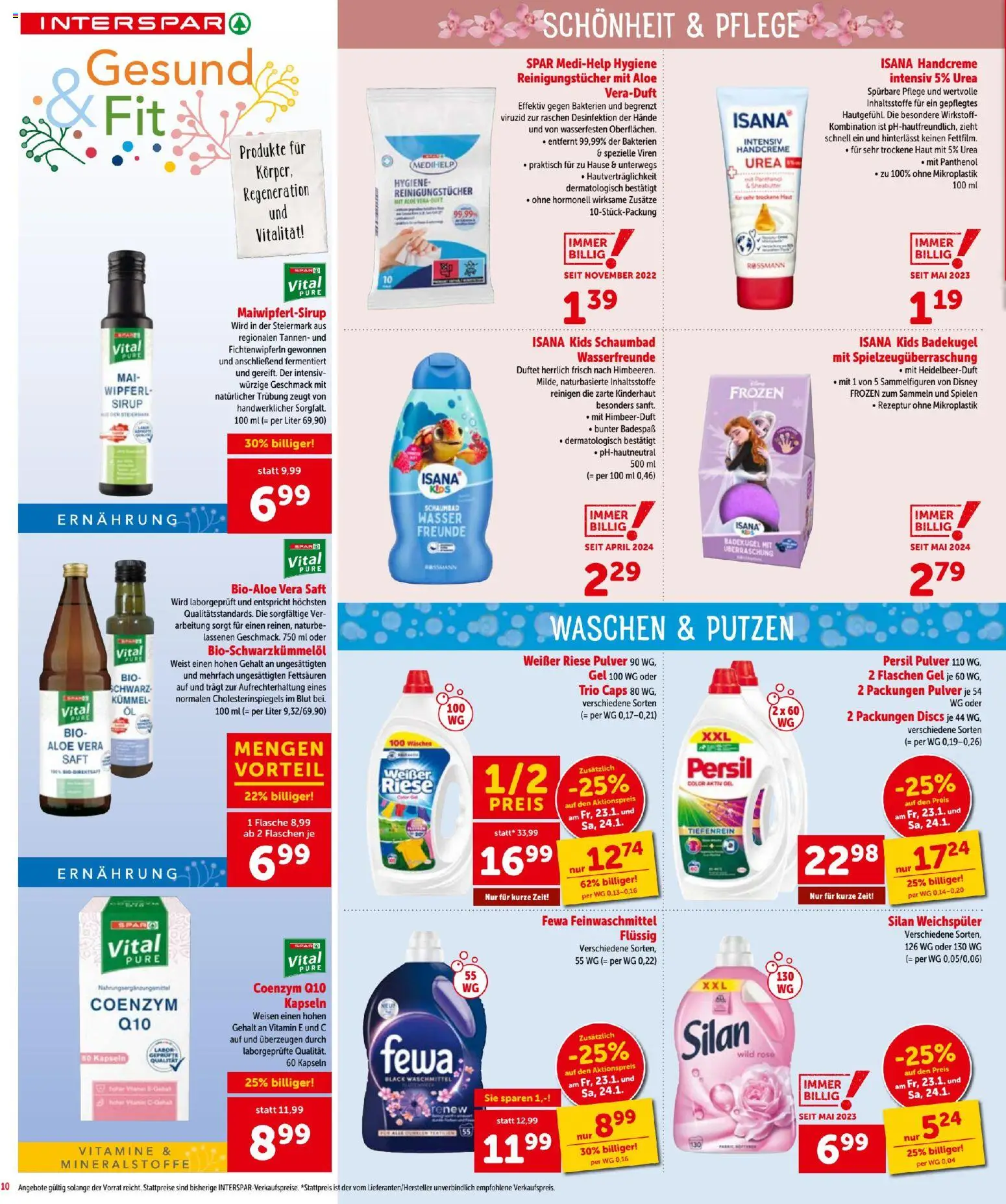 Interspar Flugblatt gültig ab 22.01.2026 | Seite: 10 | Produkte: Wasser, Handcreme, Weichspüler, Reinigungstücher