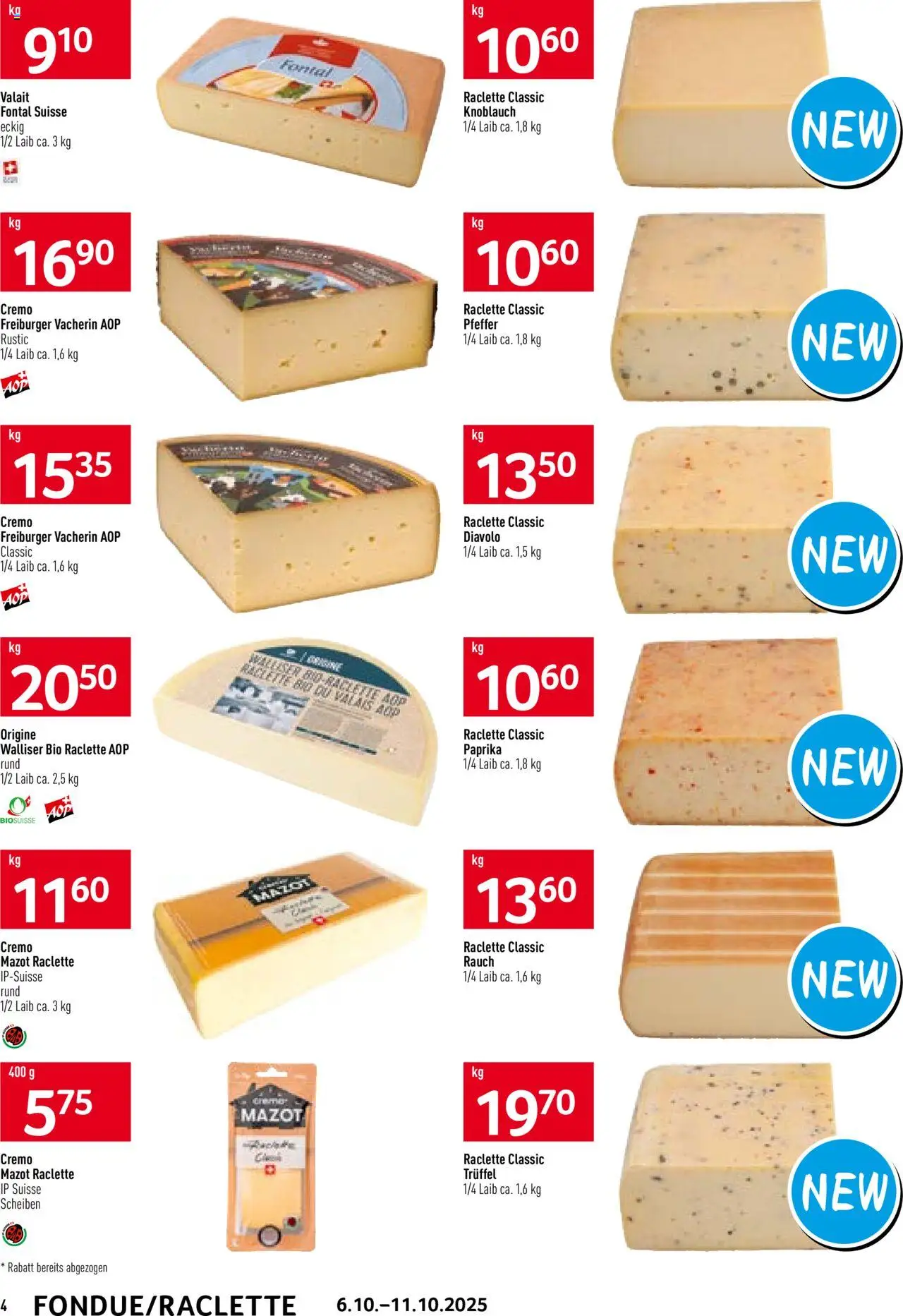 Prodega Aktionen Fondue/Raclette – gültig ab 06.10.2025 | Seite: 4 | Produkte: Knoblauch, Pfeffer, Raclette