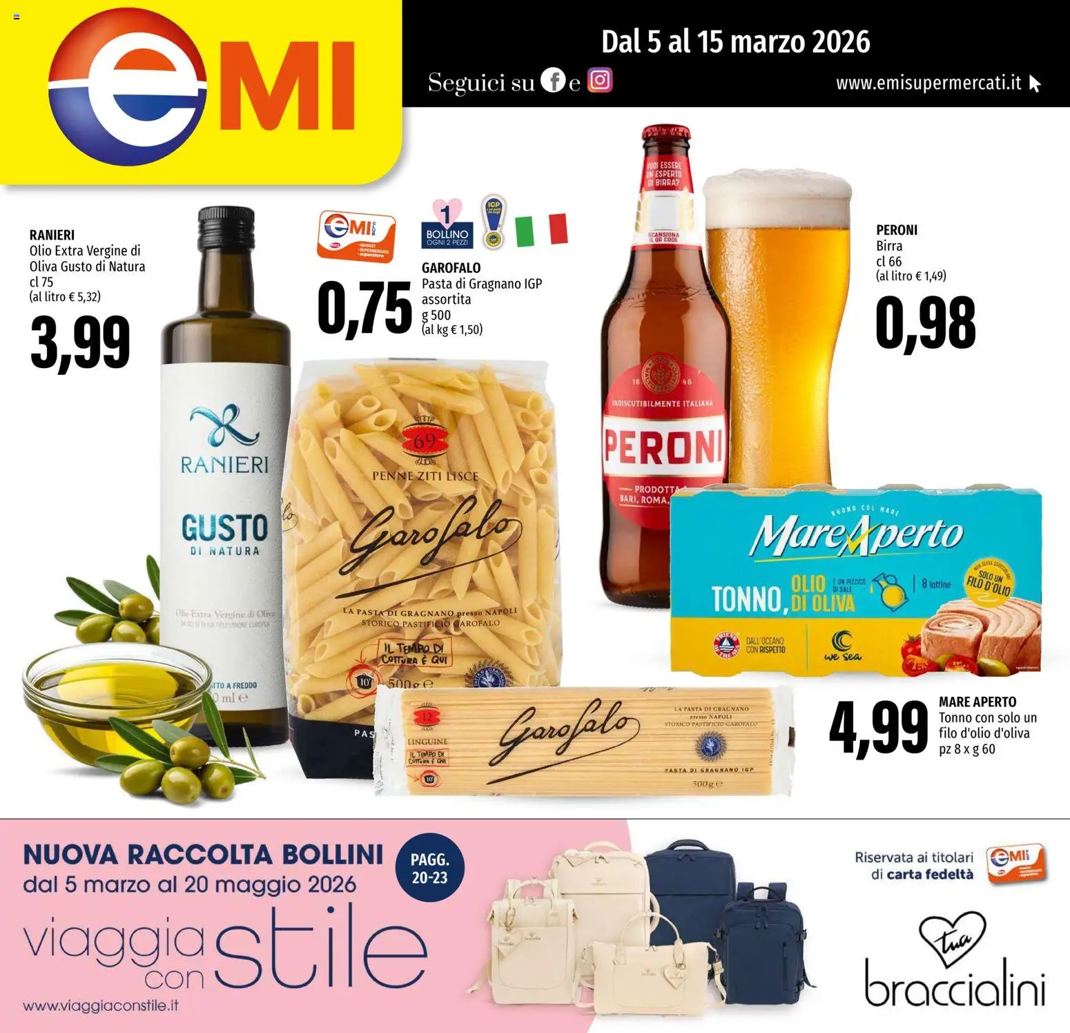 Volantino EMI del 05.03.2026 | Pagina: 1 | Prodotti: Birra, Tonno, Olio extra vergine, Penne