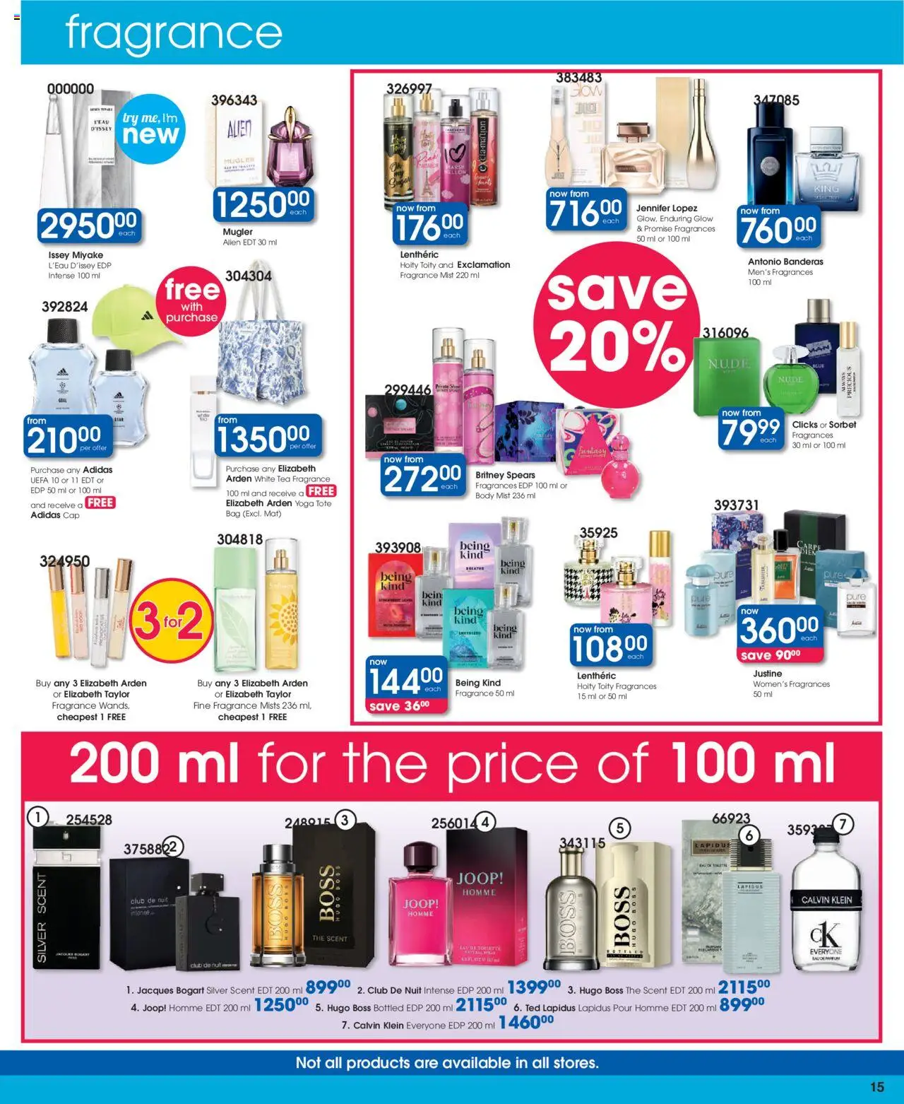 New Clicks catalogue – valid from 09.09.2025 | Page: 15 | Products: Cap, Bag, Fragrance, Tea