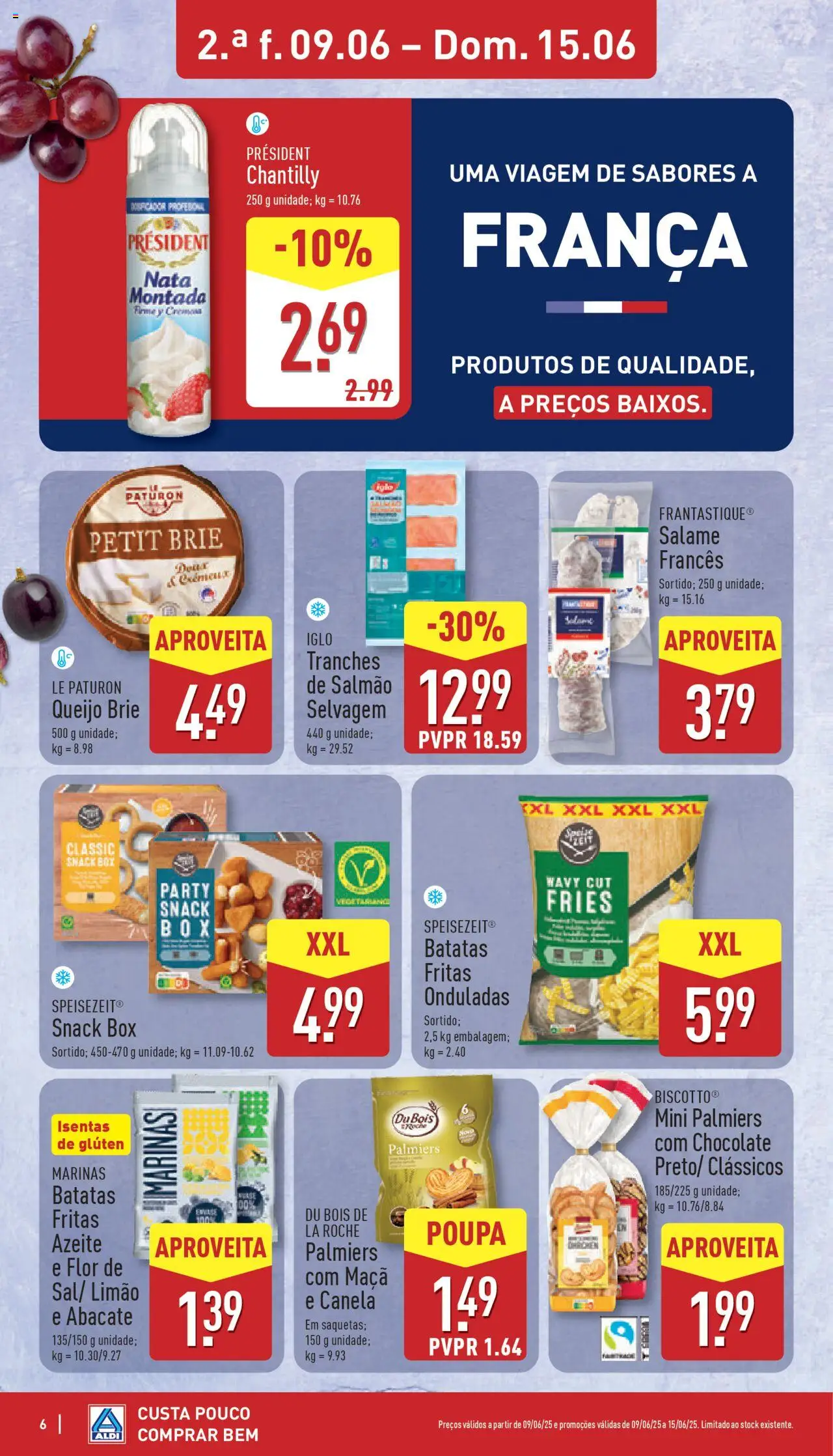 Aldi folheto │ válido de 09.06.2025 | Página: 6 | Produtos: Queijo, Maça, Chocolate, Salame