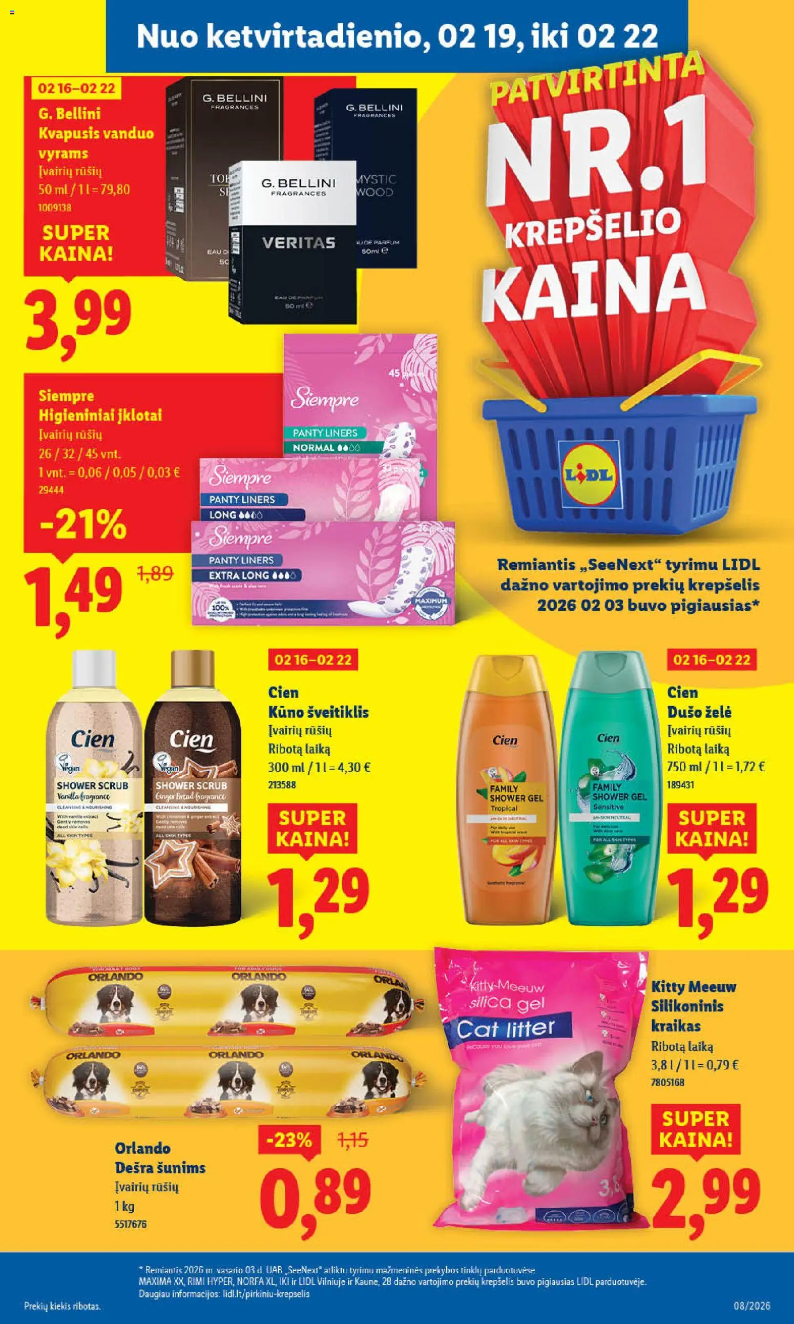 LIDL akcijos nuo 16.02.2026 | Puslapis: 29 | Prekių: Kvapusis vanduo, Šveitiklis, Dušo želė, Krepšelis