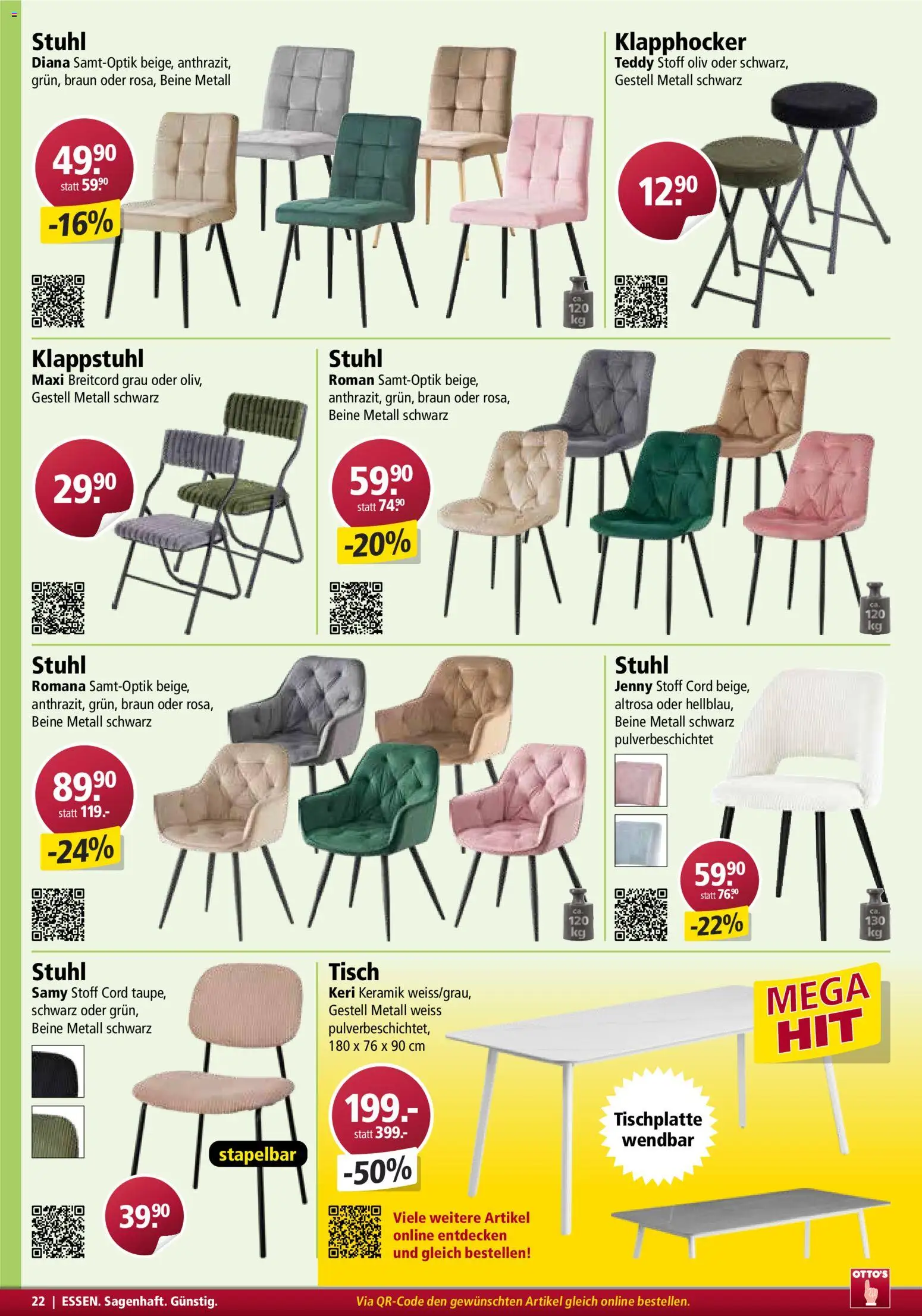 Otto's Aktionen Möbelflyer – gültig ab 01.01.2026 | Seite: 22 | Produkte: Tisch, Stuhl