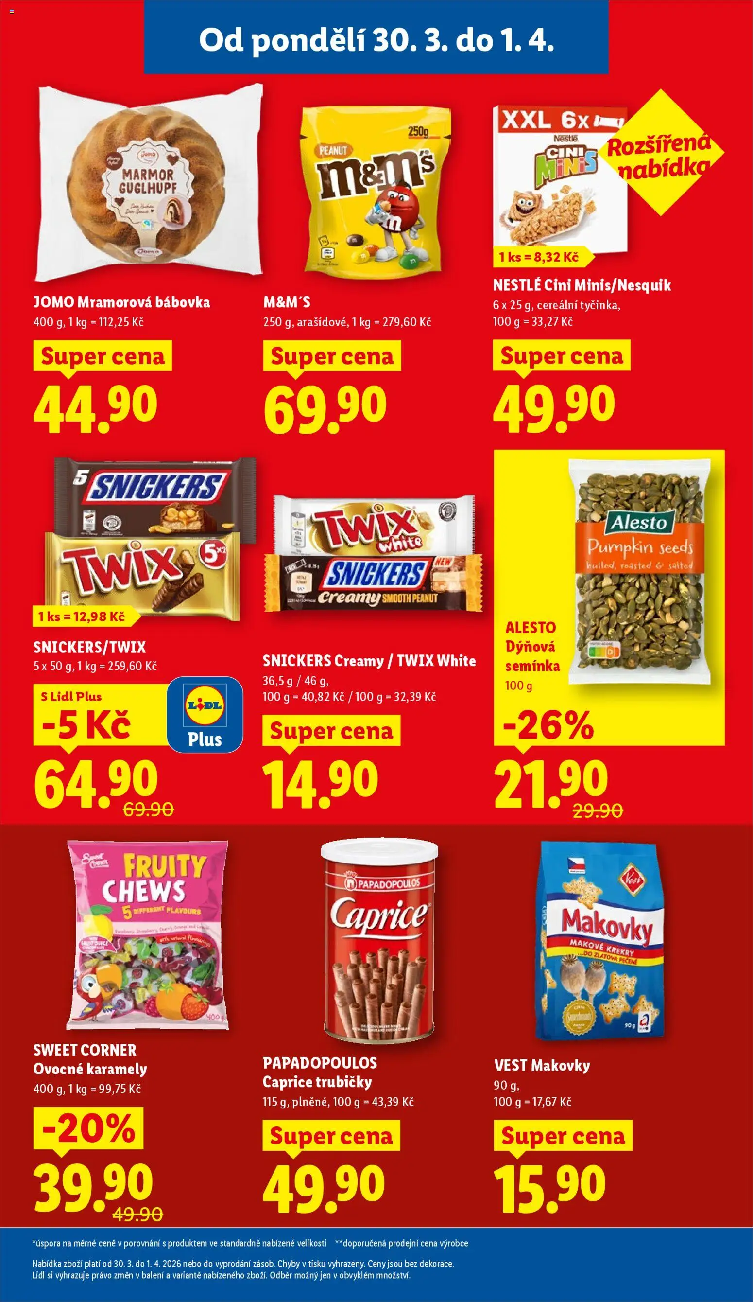 Lidl leták od 30.03.2026 | Strana: 25 | Produkty: Twix, Bábovka, Semínka, Dýňová semínka
