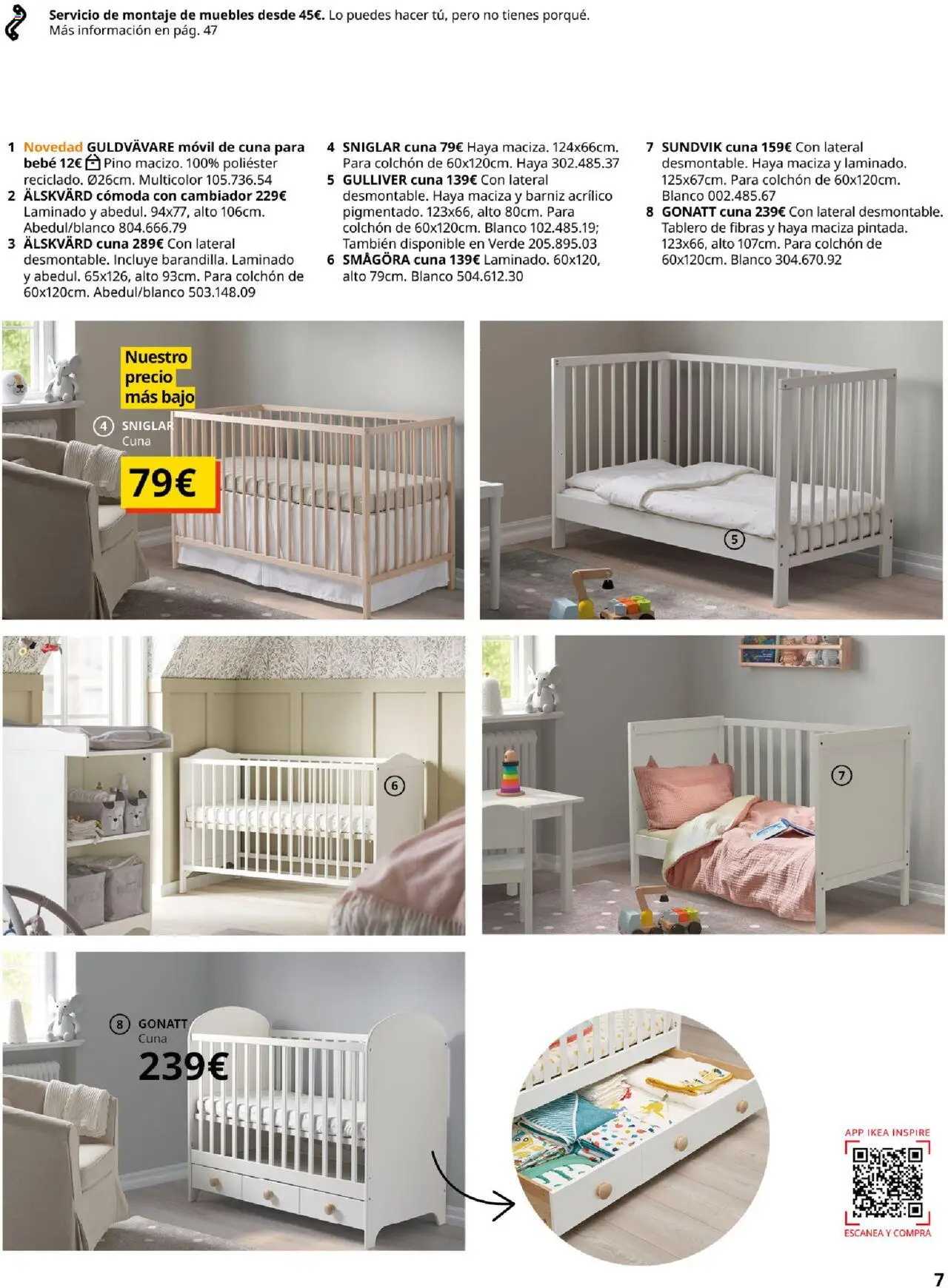Catálogo IKEA y los niños │ válido desde el 04.02.2025 | Página: 7 | Productos: Colchon, Muebles, Cuna