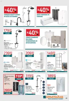 ERMITAŽAS leidinys galioja nuo 01.04.2026 | Puslapis: 23 | Prekių: Dušo kabina, Maišytuvas, Spintelė, Dušas