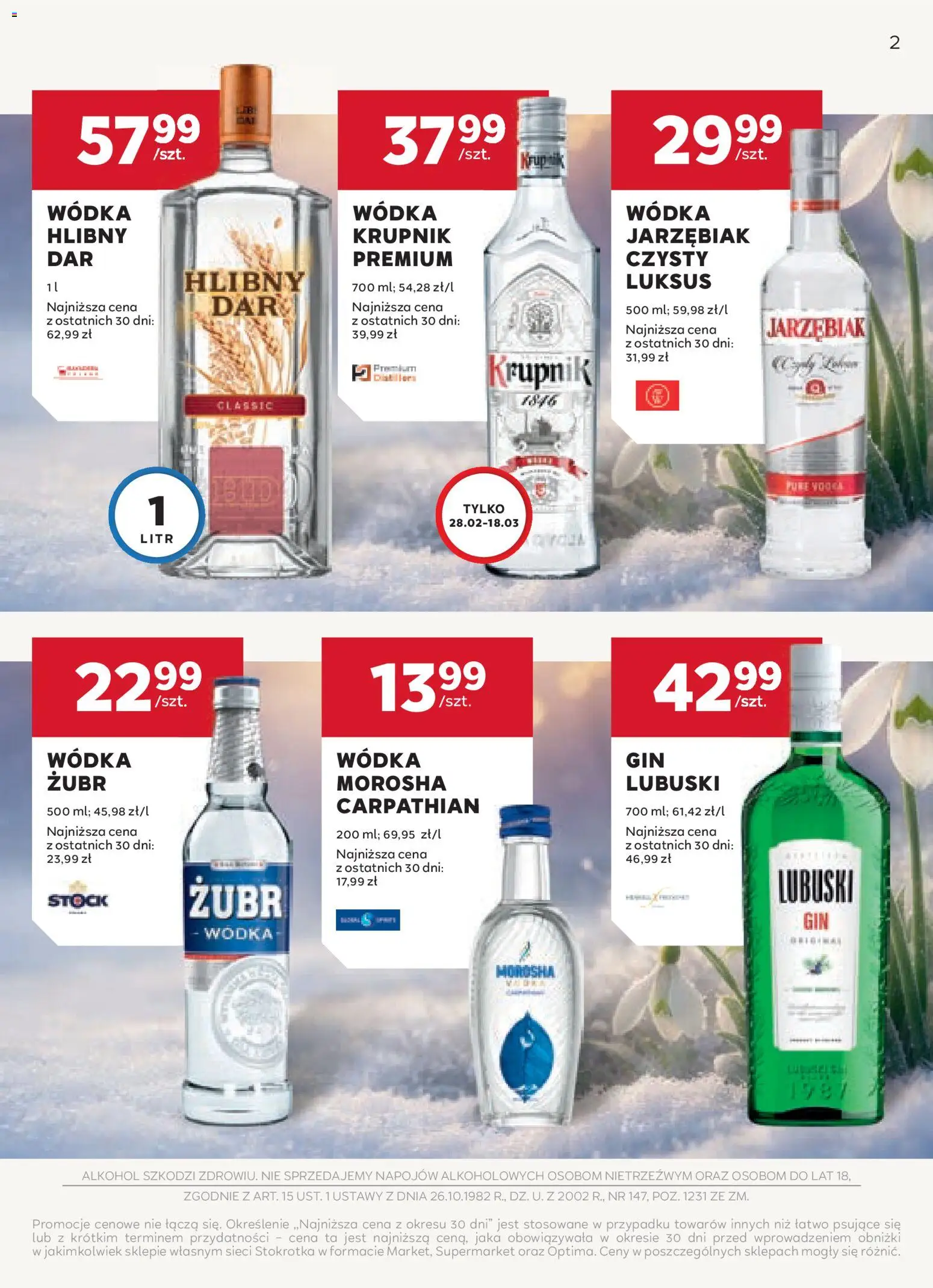 Stokrotka Gazetka - Oferta alkoholowa od 19.02.2026 | Strona: 2 | Produkty: Stokrotka, Alkohol, Wódka