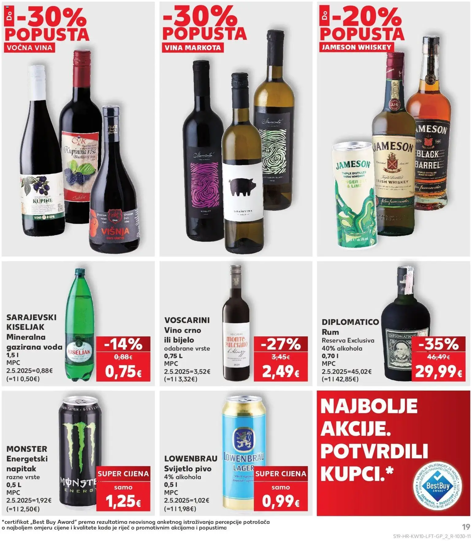 Kaufland katalog | vrijedi od 04.03.2026 | Stranica: 19 | Proizvodi: Jameson, Vino, Pivo, Voda