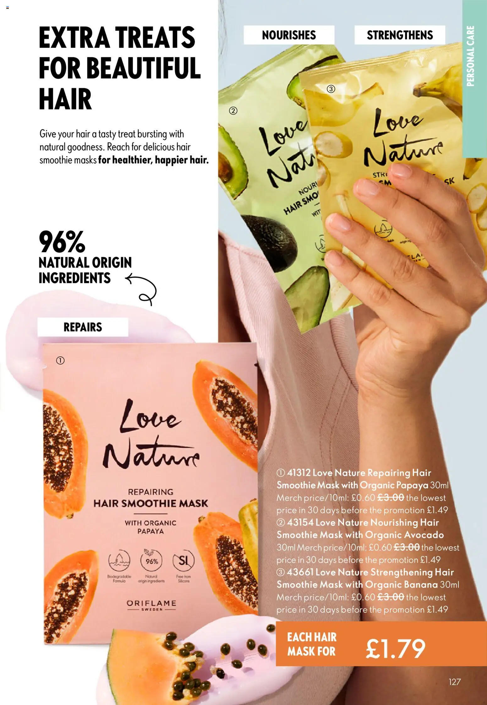 {H1} | Page: 127 | Products: Hair mask, Mask, Accessoires tir à l’Arc, Smoothie