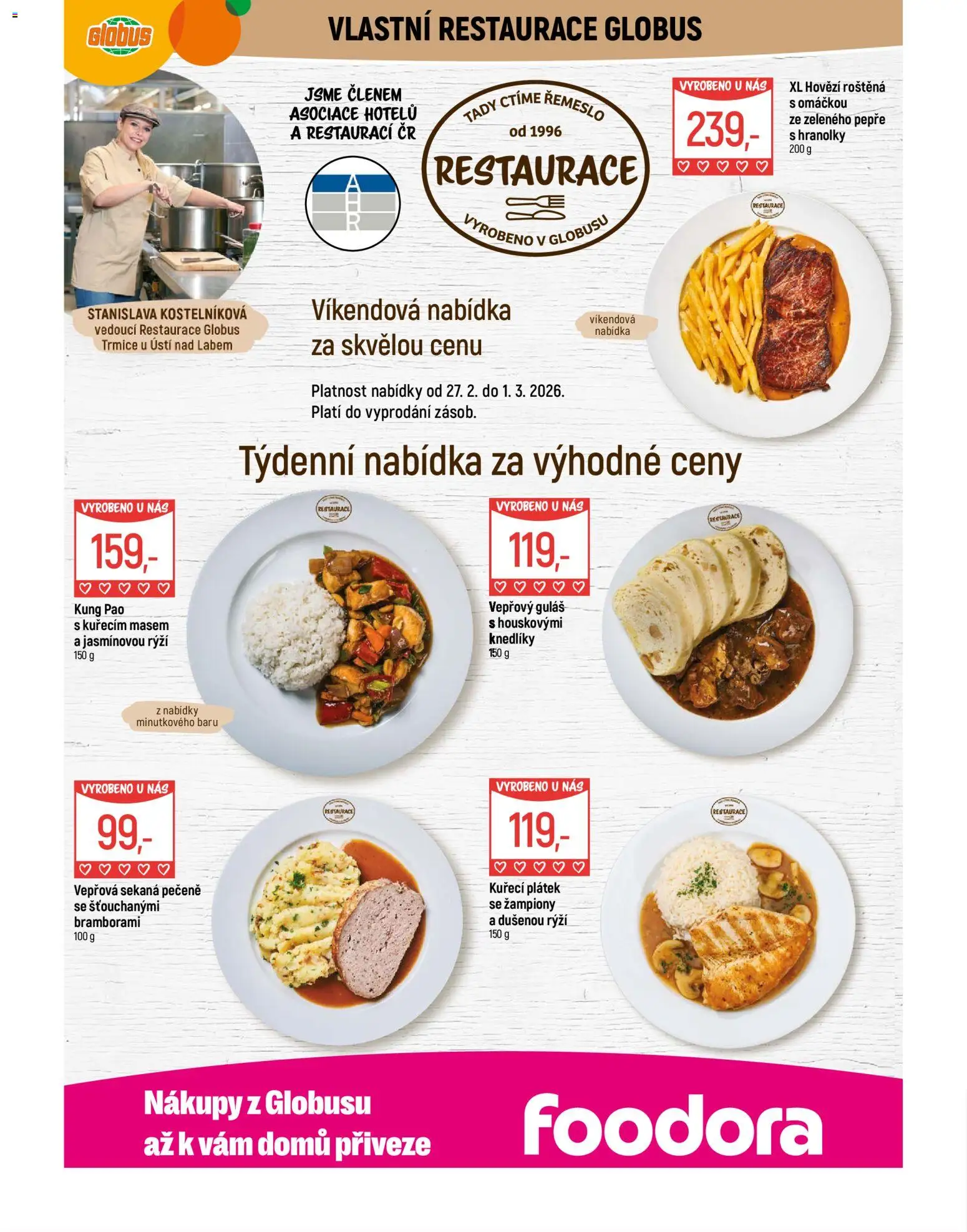 Globus leták - Trmice od 25.02.2026 | Strana: 8 | Produkty: Žampiony, Hranolky, Hovězí roštěná, Kung pao