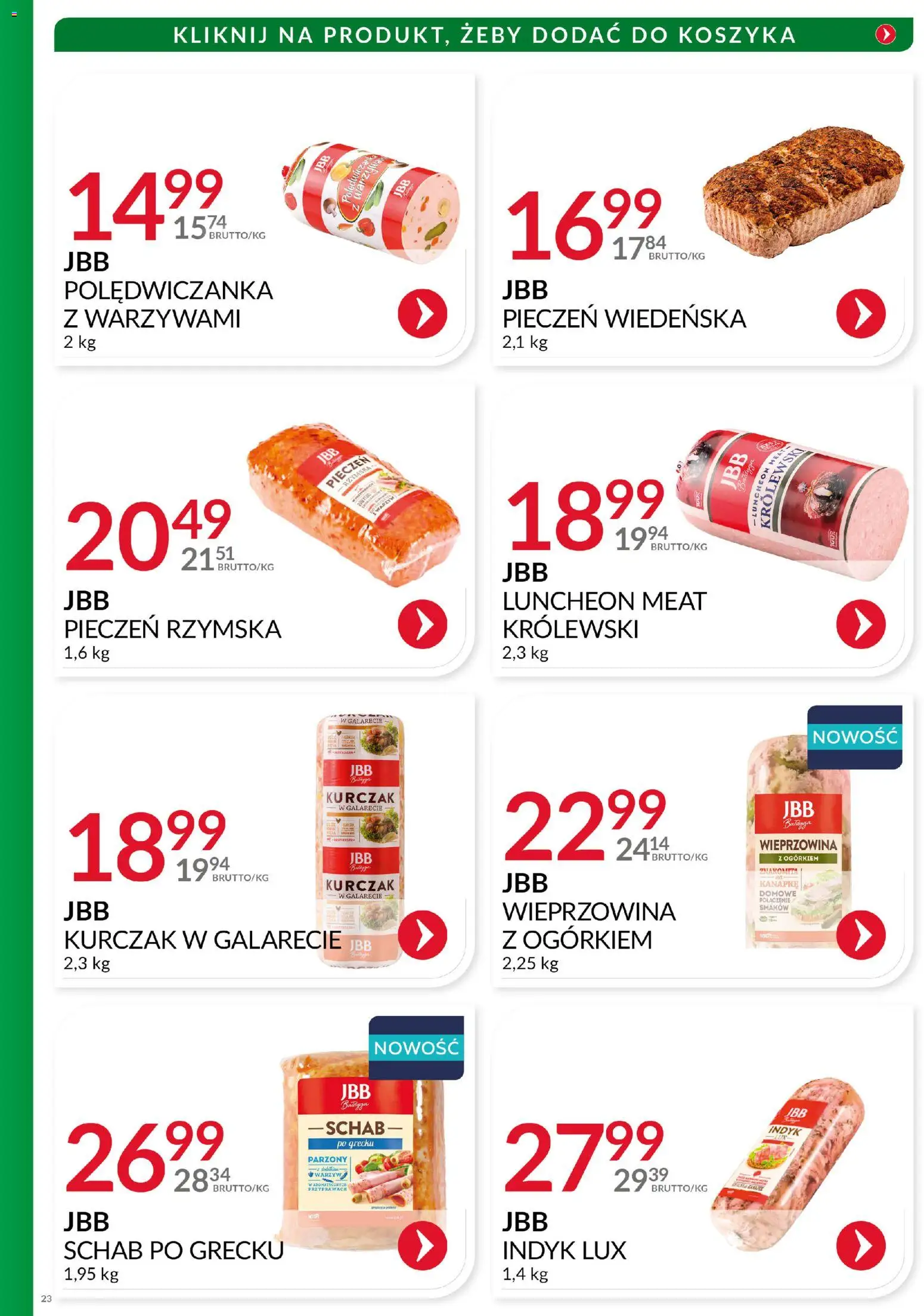 Eurocash Gazetka - Katalog Wędlin od 01.12.2025 | Strona: 23 | Produkty: Kurczak, Schab, Wieprzowina, Warzywa