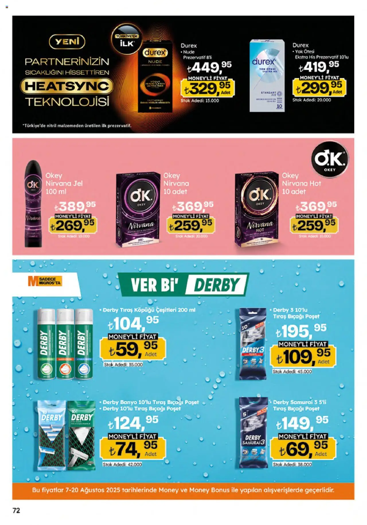 Migros Katalog - Migroskop - 07.08.2025 tarihinden itibaren geçerlidir | Sayfa: 72 | Ürünler: Prezervatif, Banyo, Tıraş köpüğü