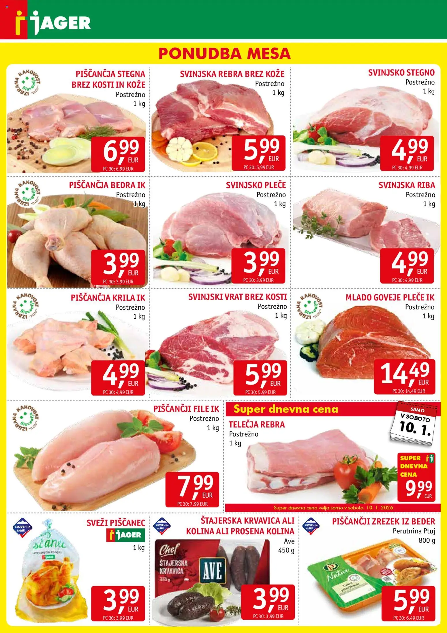 Novi Jager katalog ponudbe – veljaven od 07.01.2026 | Stran: 3 | Izdelki: Piščančja bedra, Piščančja krila, Bilderrahmen, Riba