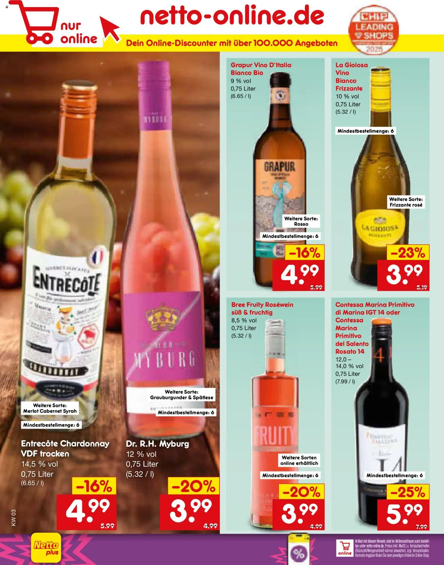 Netto Marken-Discount Prospekt 	 – gültig ab 12.01.2026 | Seite: 24 | Produkte: Rosewein, Merlot, Bree, Entrecote