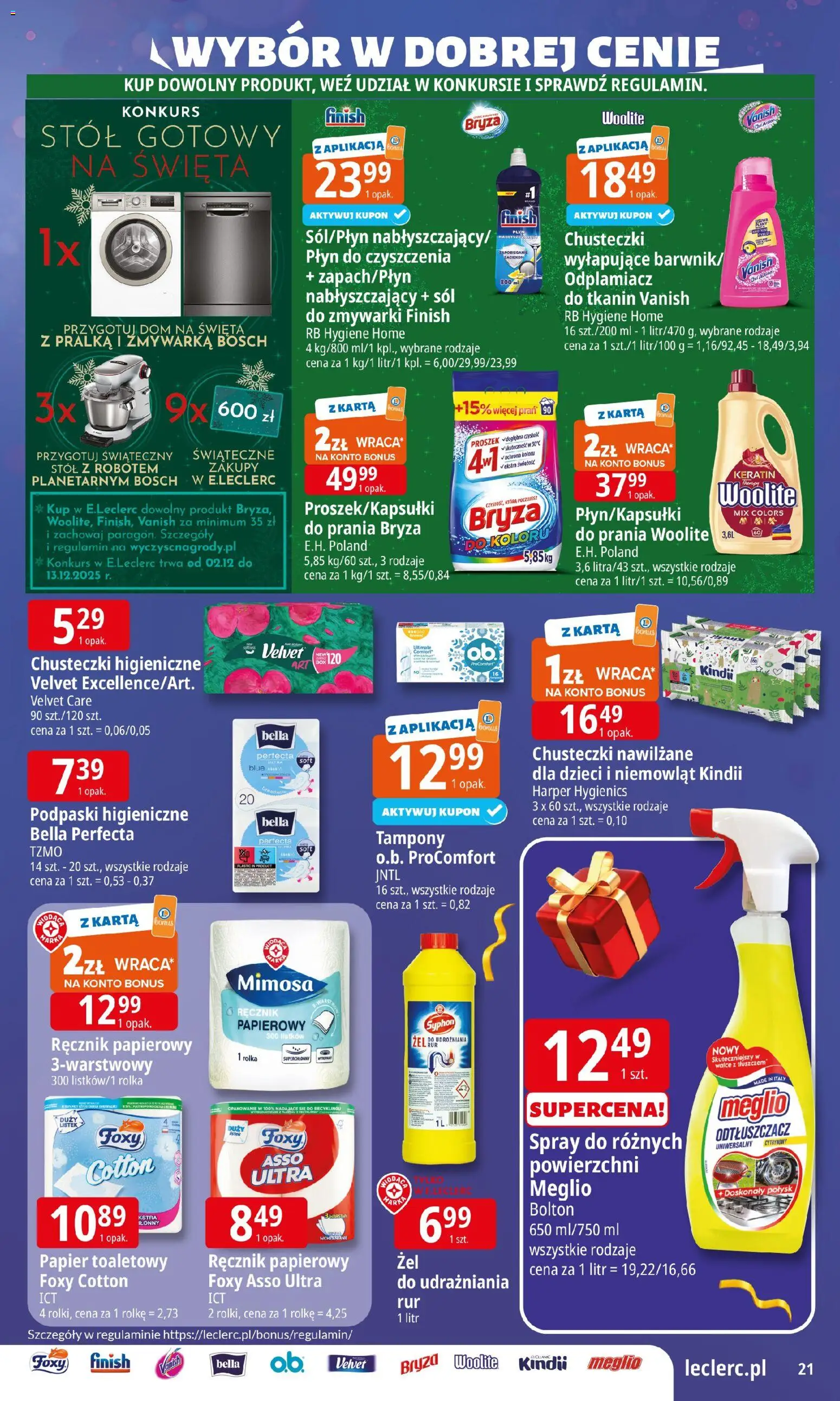 E.Leclerc Gazetka - Zielona Góra prezenty od 02.12.2025 | Strona: 23 | Produkty: Papier toaletowy, Chusteczki higieniczne, Stół, Ręcznik papierowy