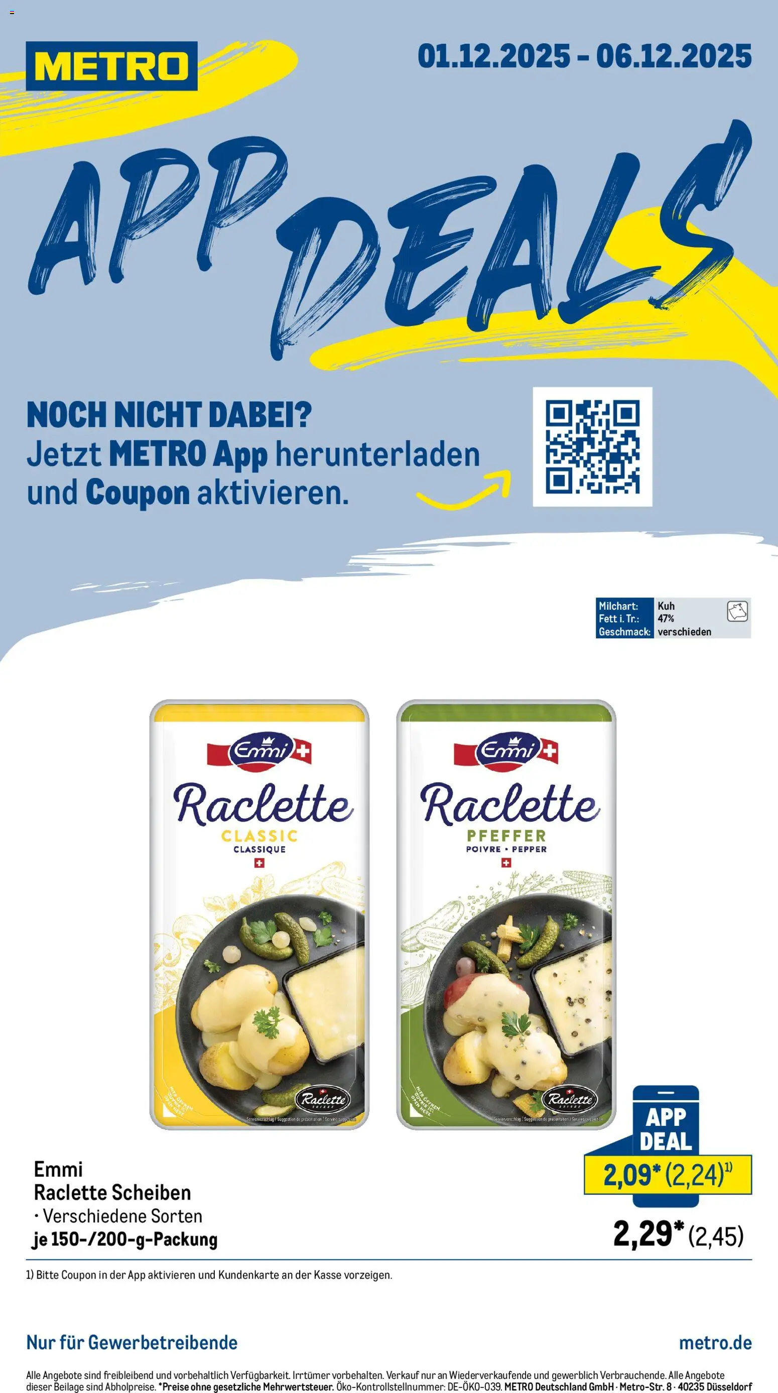 Metro App Deals – gültig ab 01.12.2025 | Seite: 1 | Produkte: Pfeffer, Raclette