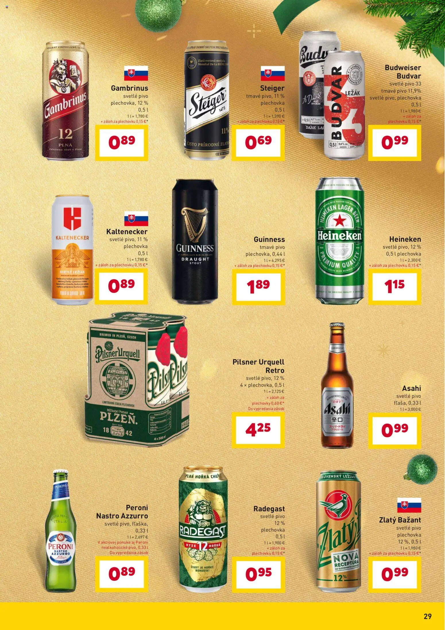 Nové Billa akcie – leták je platný od 10.12.2025 | Strana: 29 | Produkty: Budvar, Zlatý Bažant, Steiger, Gambrinus