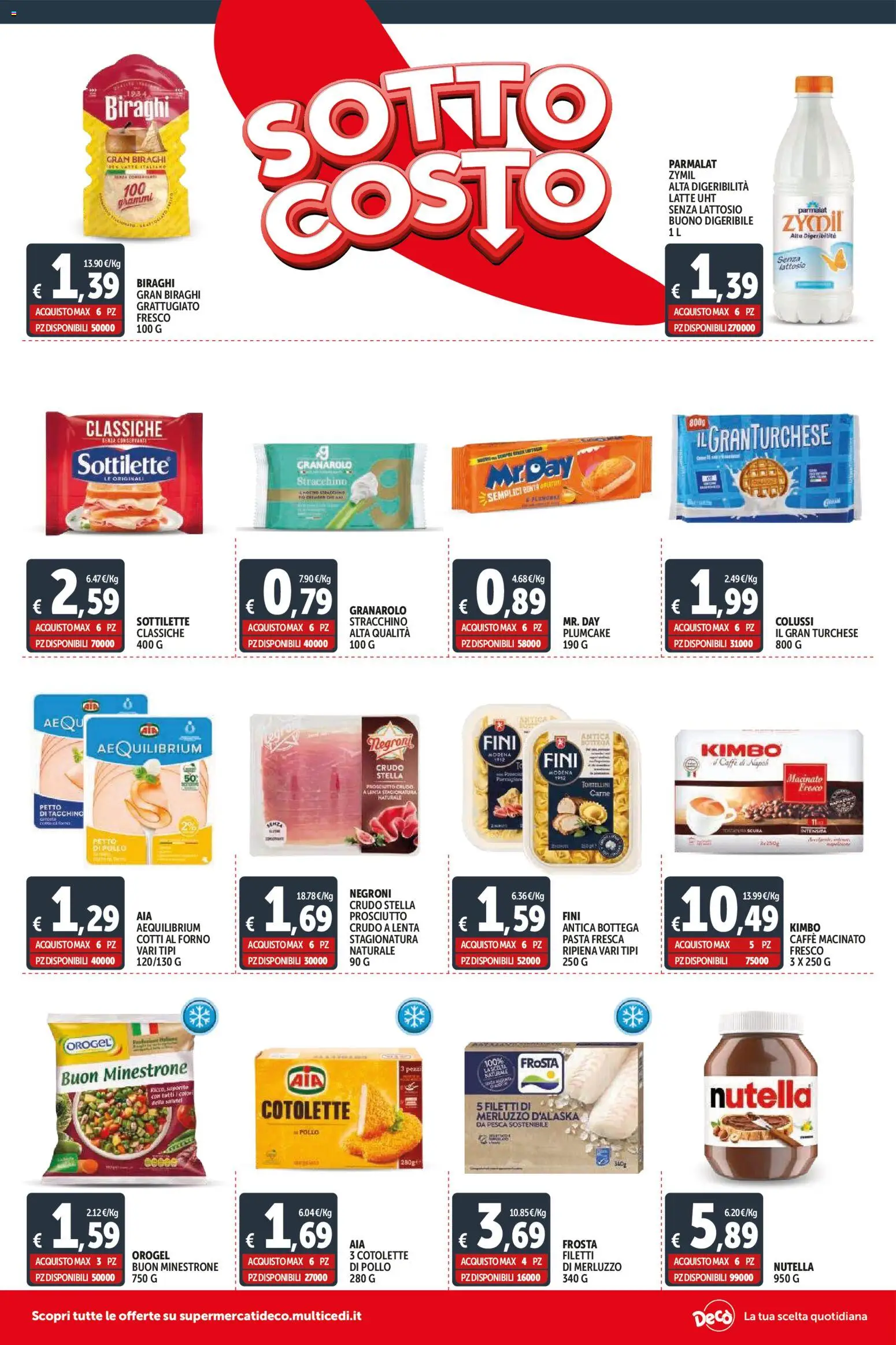 Volantino Decò del 30.01.2026 | Pagina: 2 | Prodotti: Prosciutto Crudo, Caffè, Pollo, Pasta