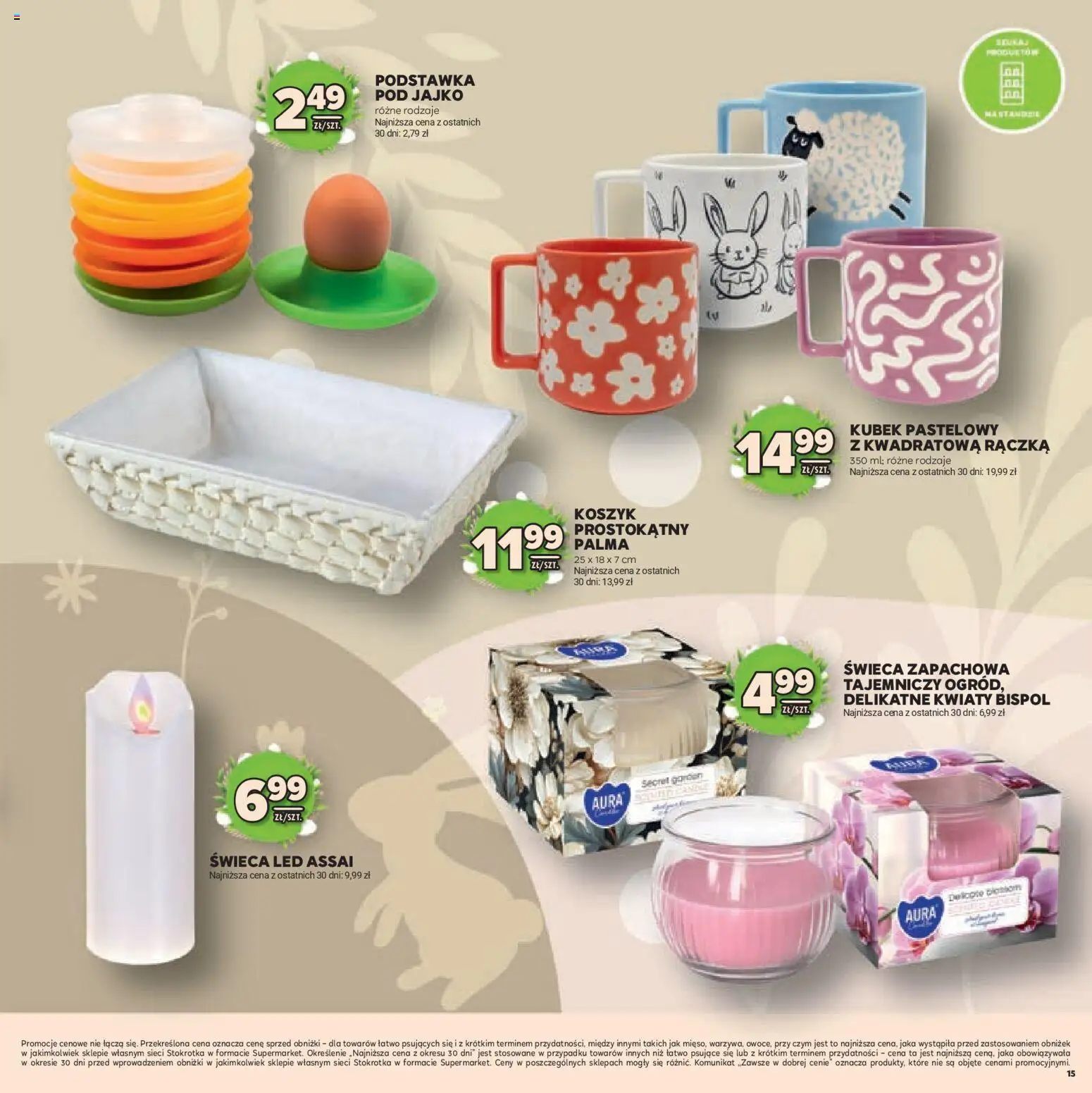 Stokrotka gazetka - Wielkanoc od 19.03.2026 | Strona: 15 | Produkty: Stokrotka, Kwiaty