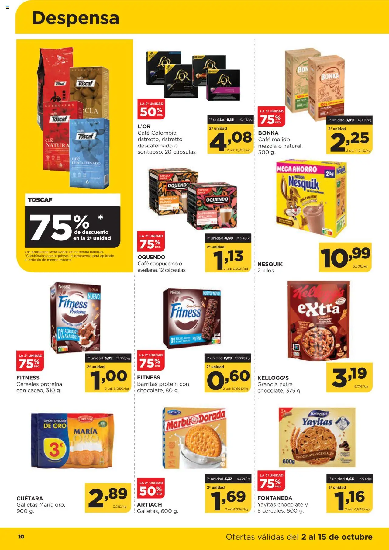 Alimerka folleto Castilla y León │ válido desde el 02.10.2025 | Página: 10 | Productos: Café, Chocolate, Café molido, Cereales