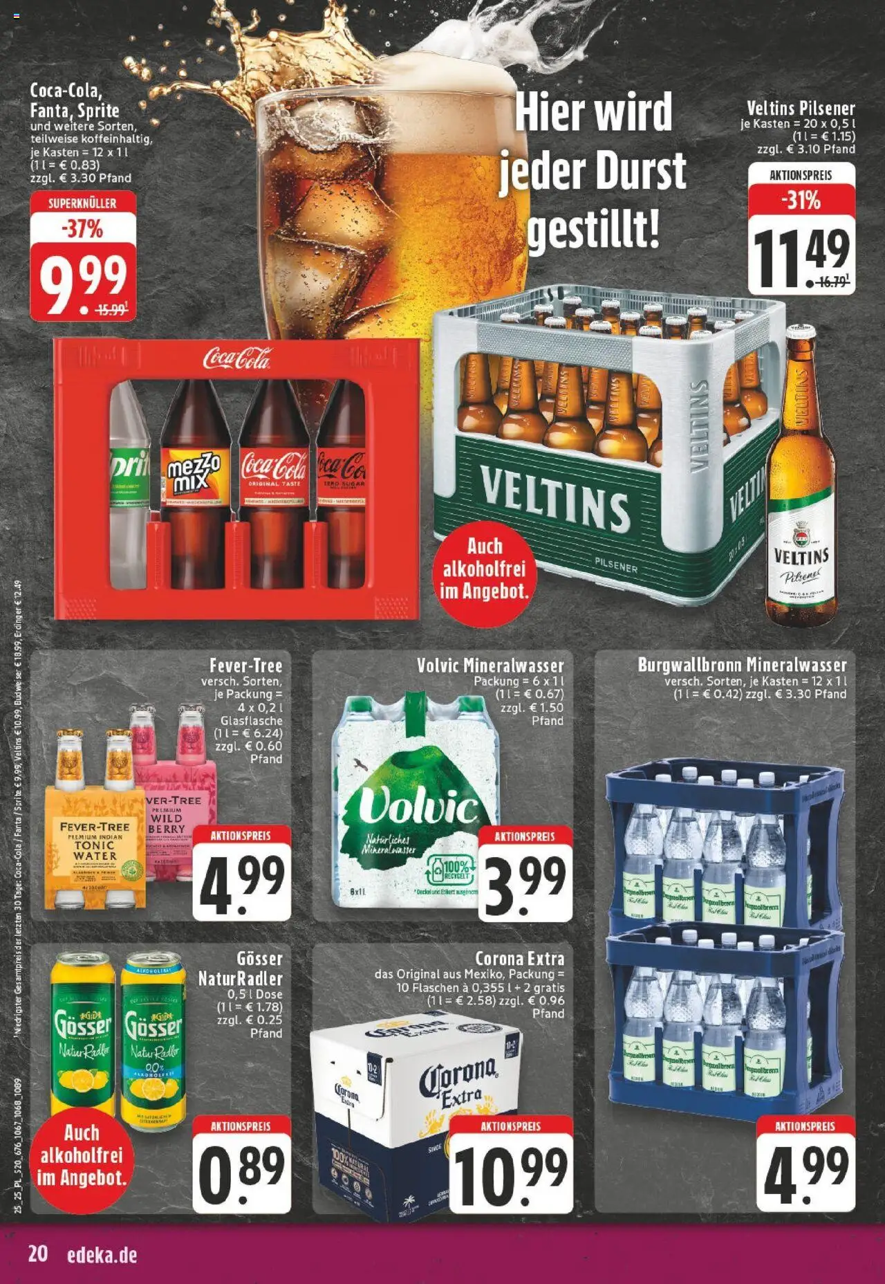 Edeka prospekt Titz	 - gültig ab dem 15.06.2025 | Seite: 20 | Produkte: Sprite, Erdinger, Mineralwasser, Veltins
