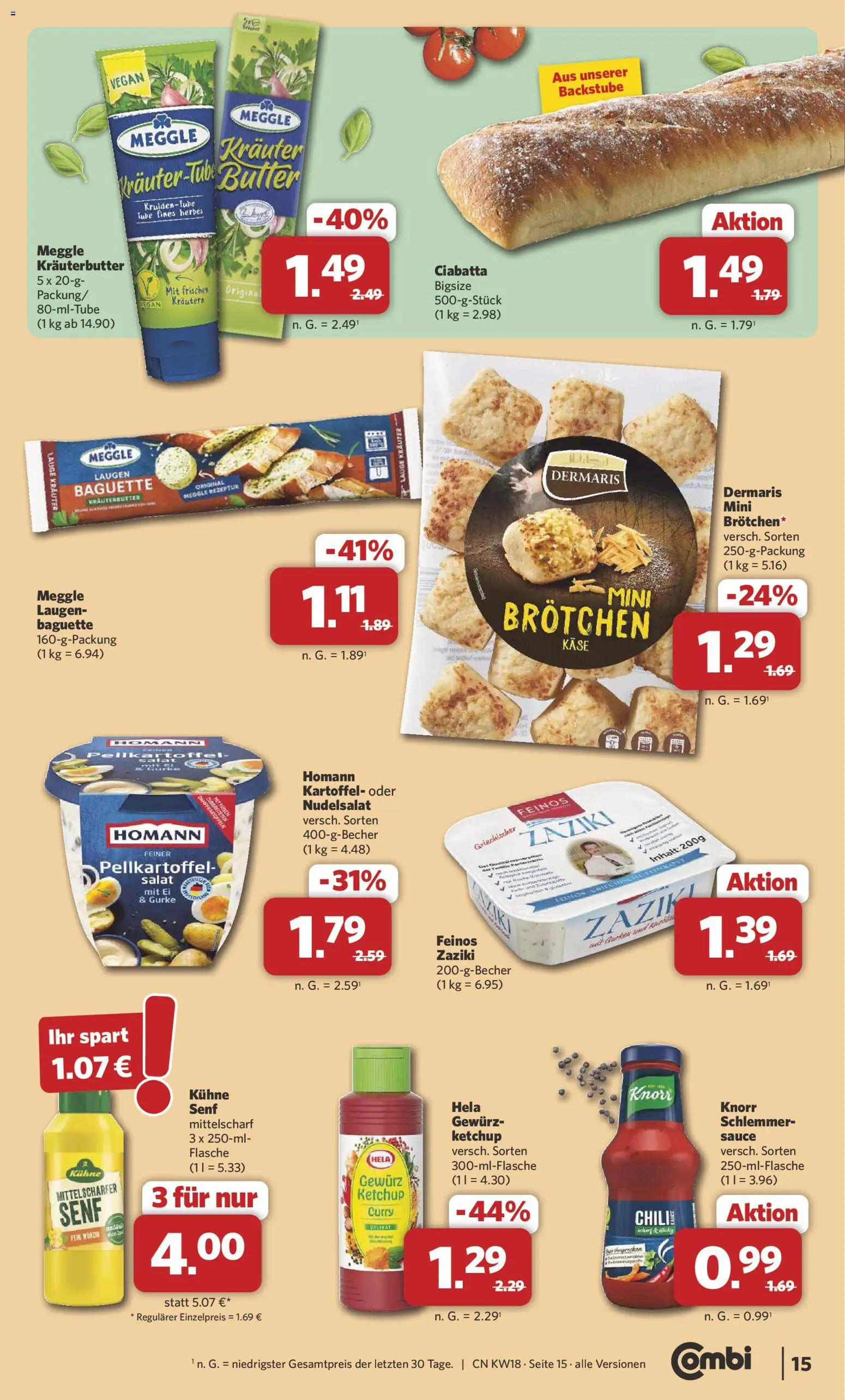 Combi Prospekt 	 – gültig ab 27.04.2026 | Seite: 15 | Produkte: Butter, Käse, Kräuterbutter, Knorr