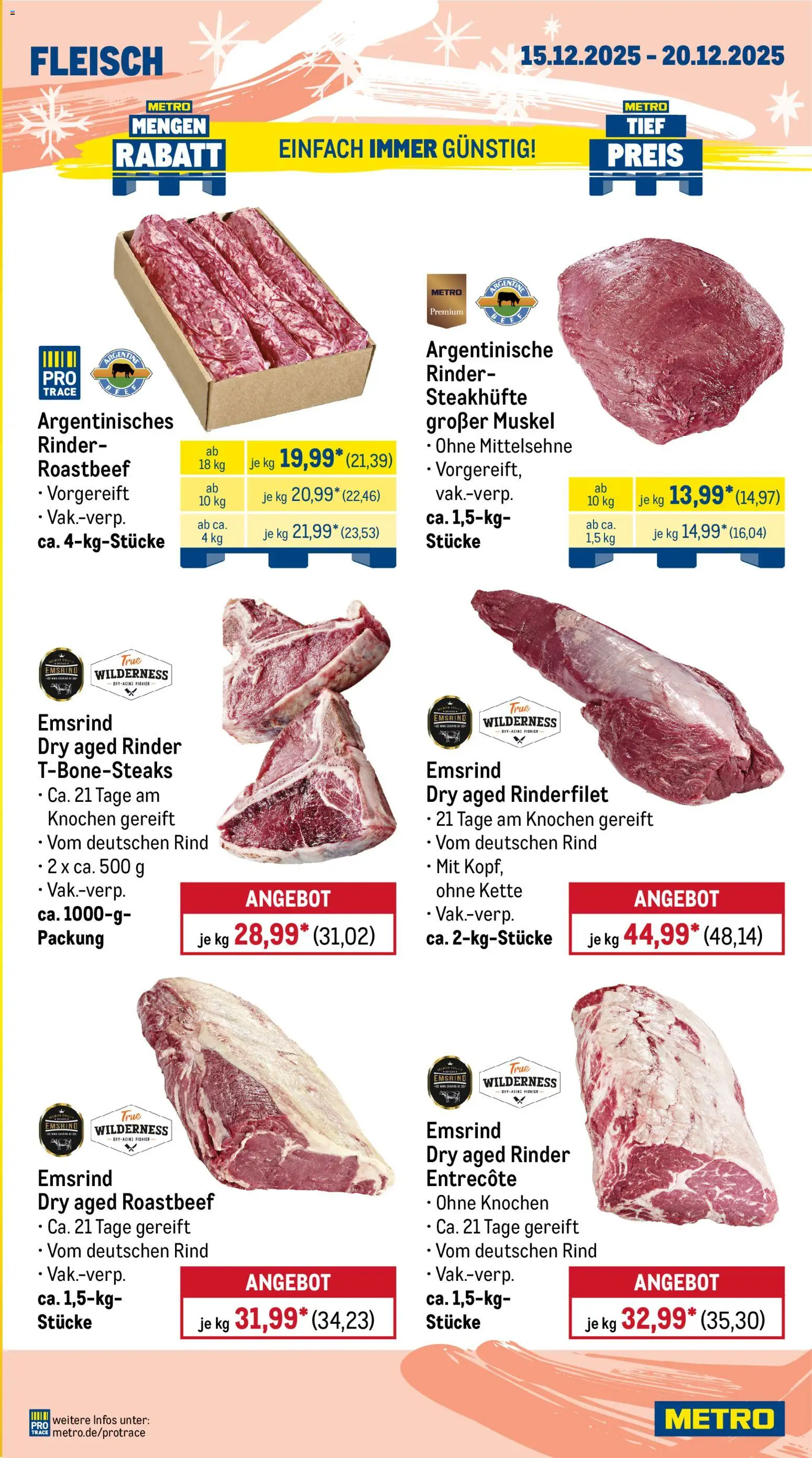 Metro Wochen-Angebote Gastro – gültig ab 15.12.2025 | Seite: 3 | Produkte: Rinderfilet, Entrecote, Roastbeef, Fleisch